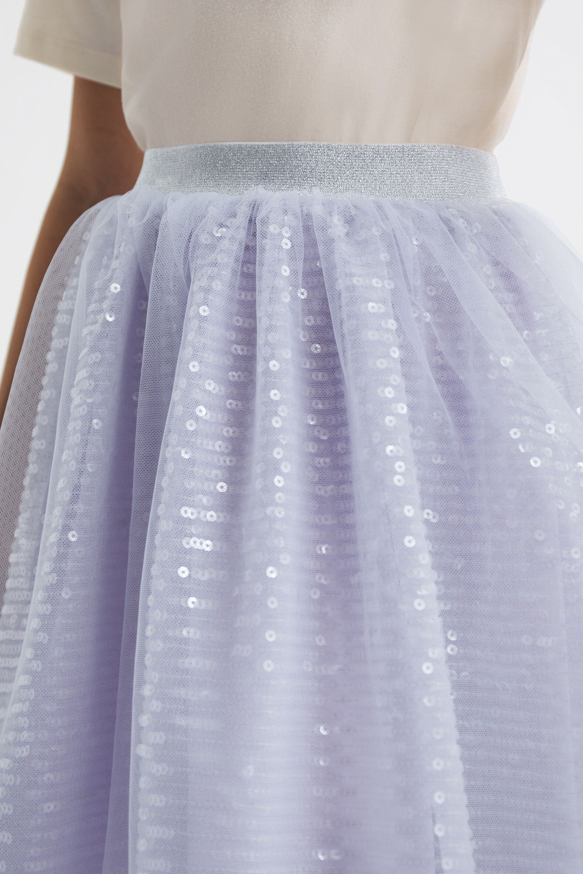 Reiss Lilac Charlotta Junior Sequin Midi Skirt - Image 4 of 6