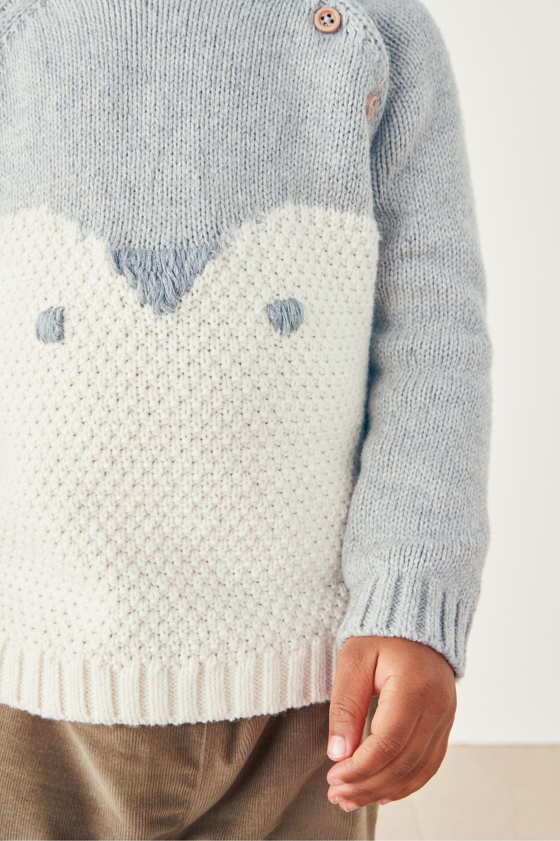Buy The White Company Grey Organic Cotton Snowy Textured Stitch Penguin Jumper from Next Luxembourg