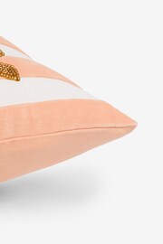 Peach Pink 50 x 30cm Velvet Stipe Sunshine Slogan Oblong Cushion - Image 5 of 5