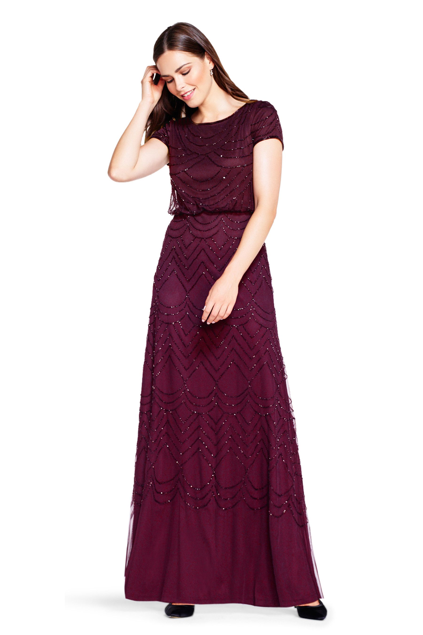 Adrianna Papell Blouson Beaded Pink Dress