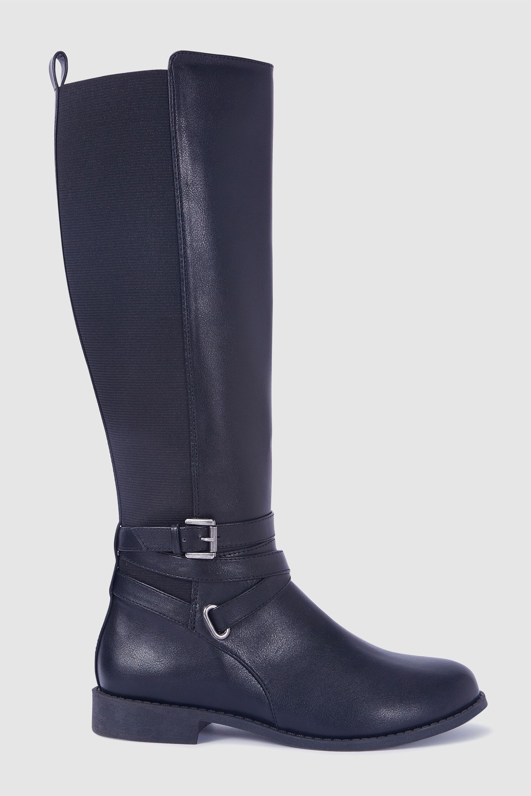 Buy Novo Black Knee High Buckle Detail Jadine Riding Boots from Next Luxembourg
