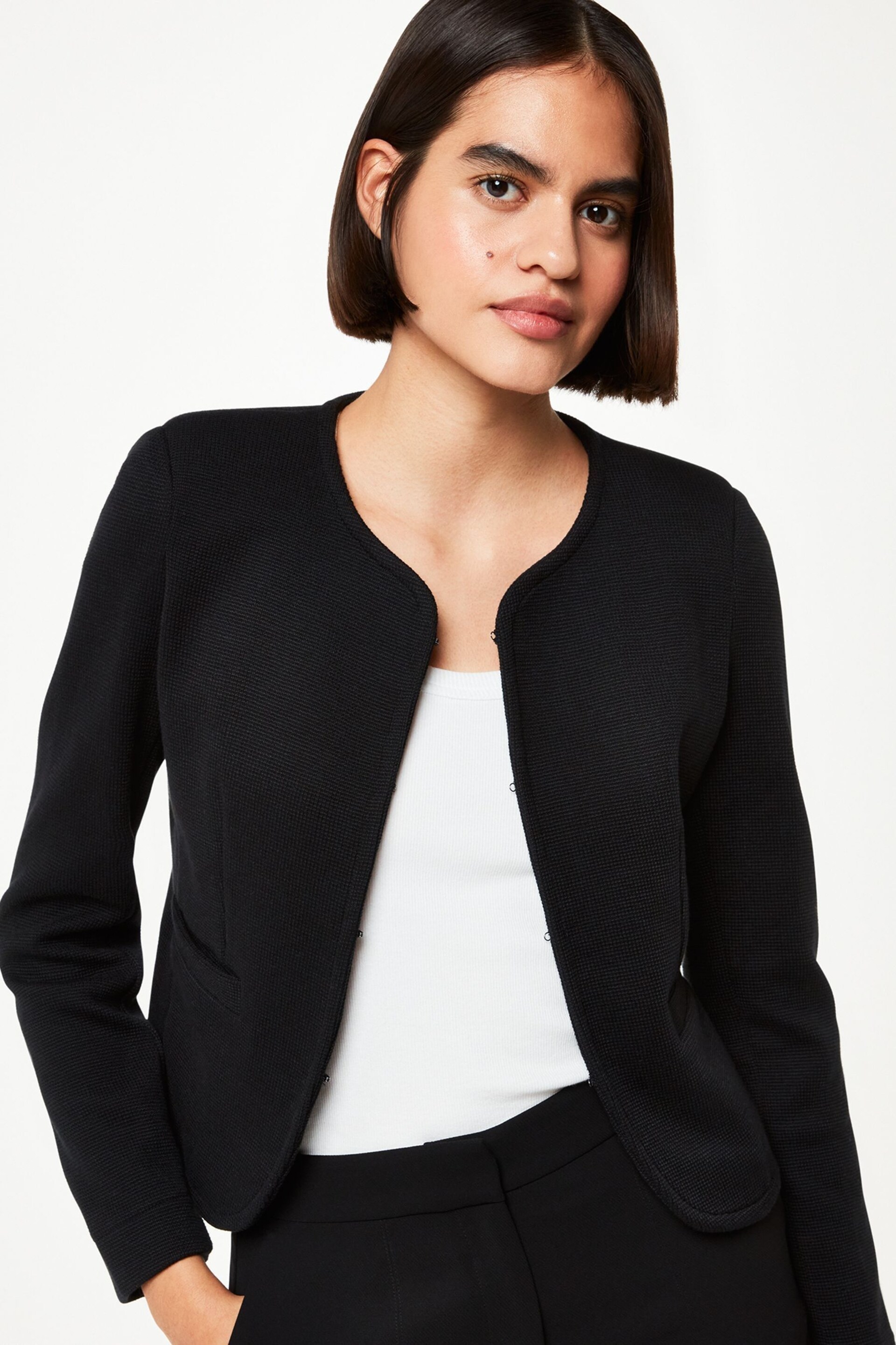 Whistles Collarless Jersey Jacket - Image 1 of 5