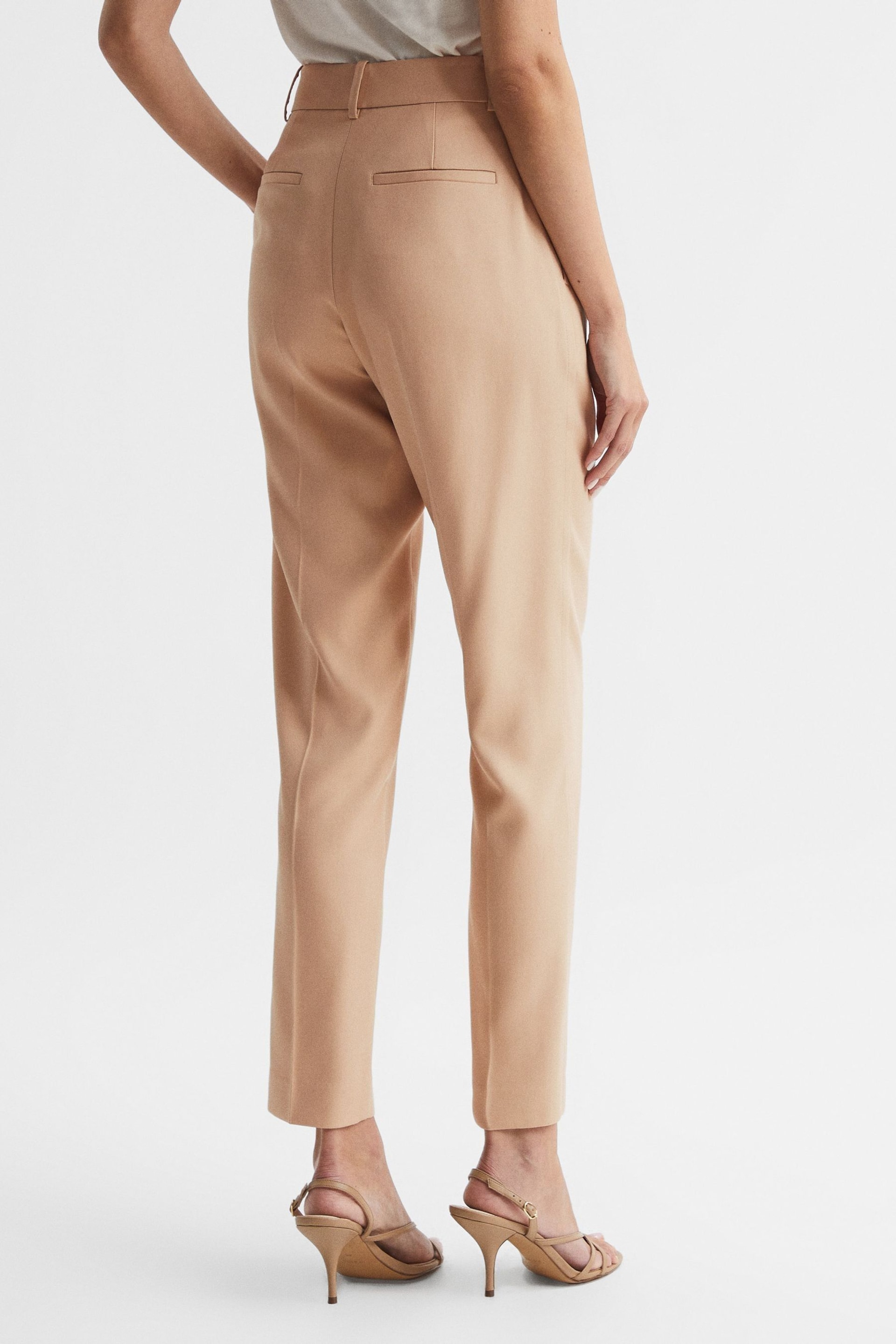 Reiss Camel Ember Slim Fit High Rise Trousers - Image 5 of 5