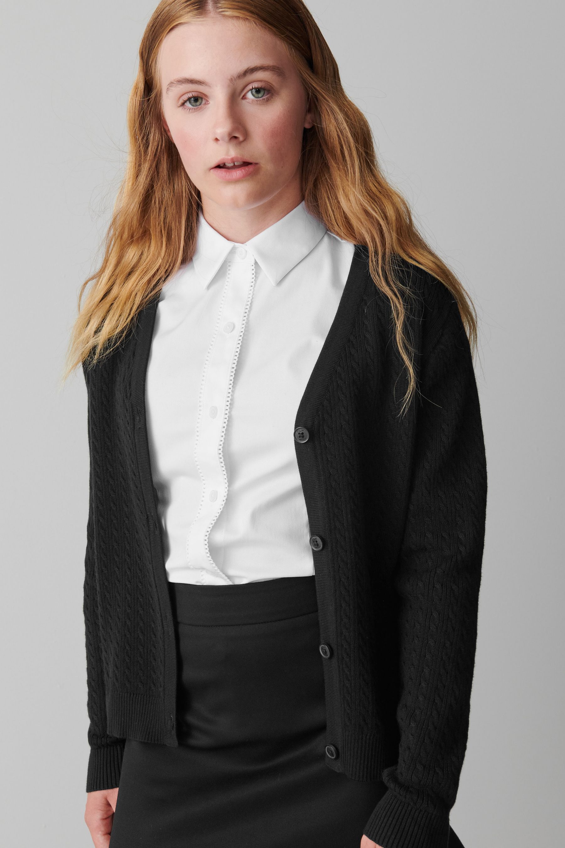 Buy Clarks Black Girls School Cable Cardigan from Next Canada