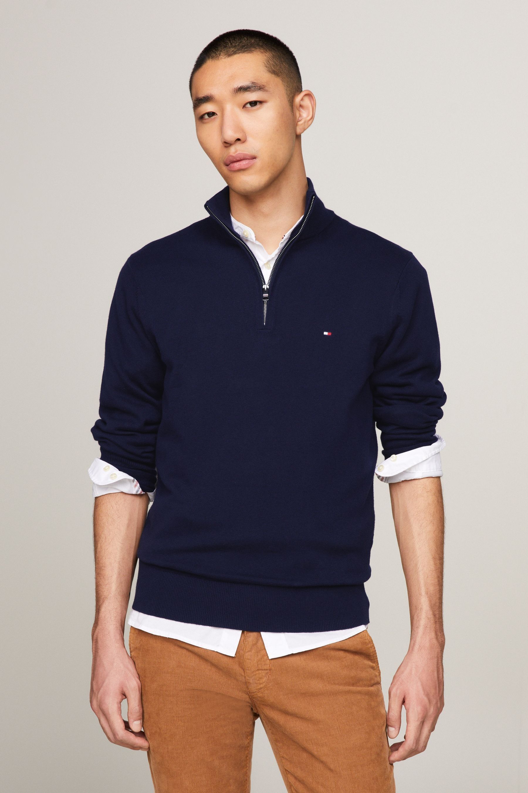 Tommy Hilfiger PIMA ORG CTN CASHMERE ZIP MOCK Sweater