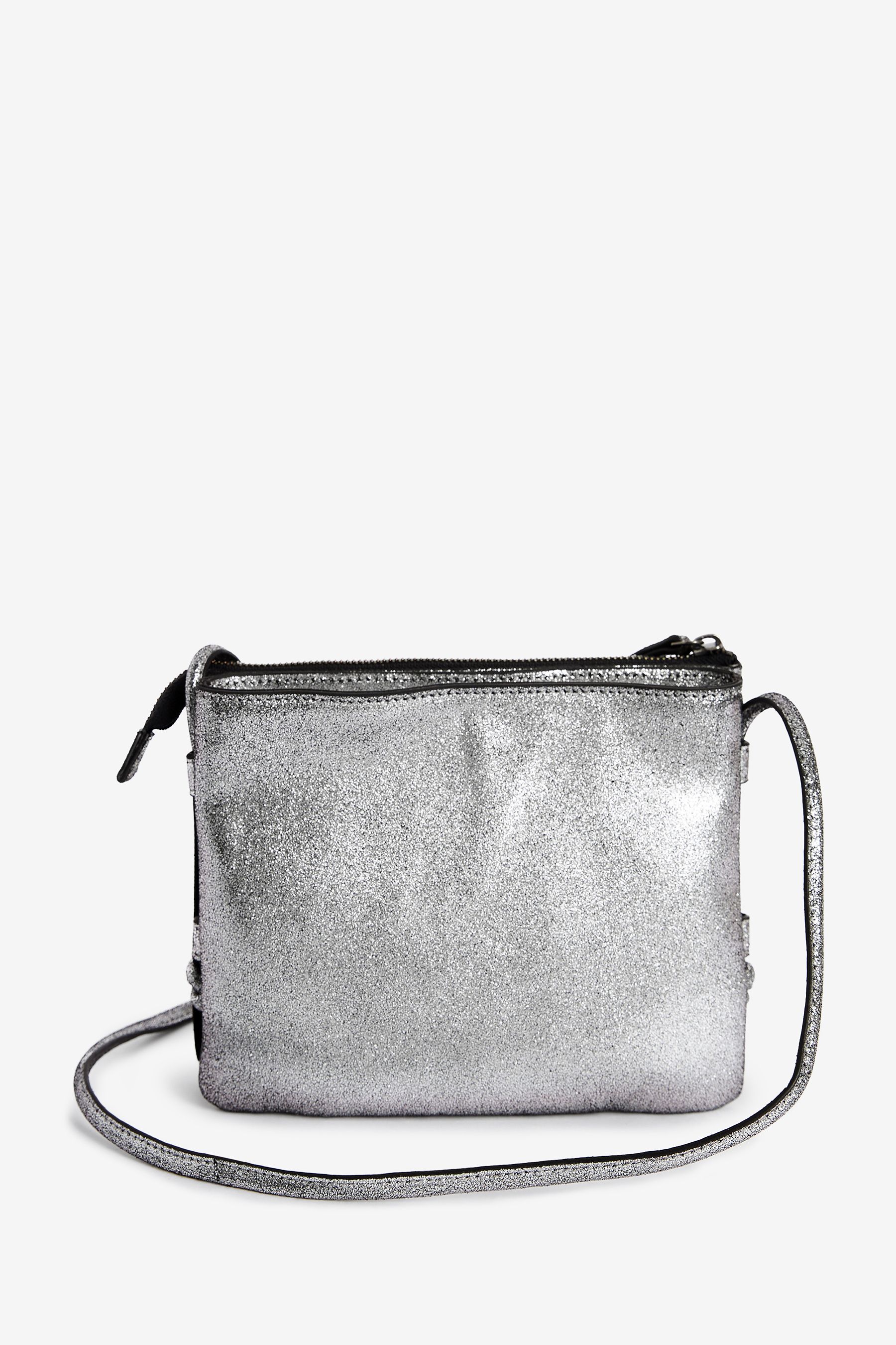 Silver metallic leather crossbody bag sale
