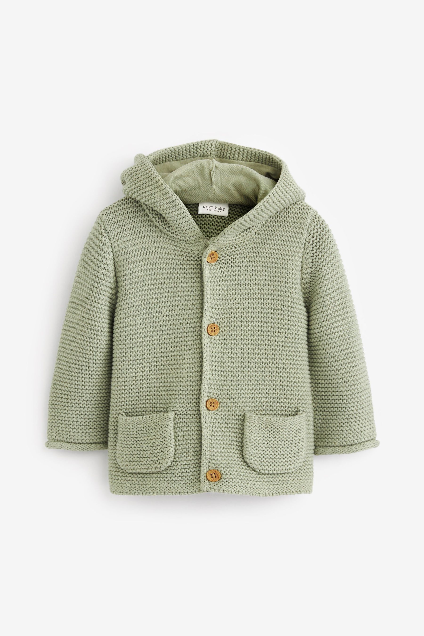 Buy Sage Green Knitted Baby Bear Ear Hooded Cardigan 0mths 3yrs from Next Luxembourg