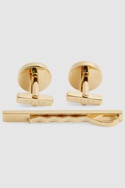 Reiss Gold Ardley Cufflink And Tie Bar Set - Image 3 of 4