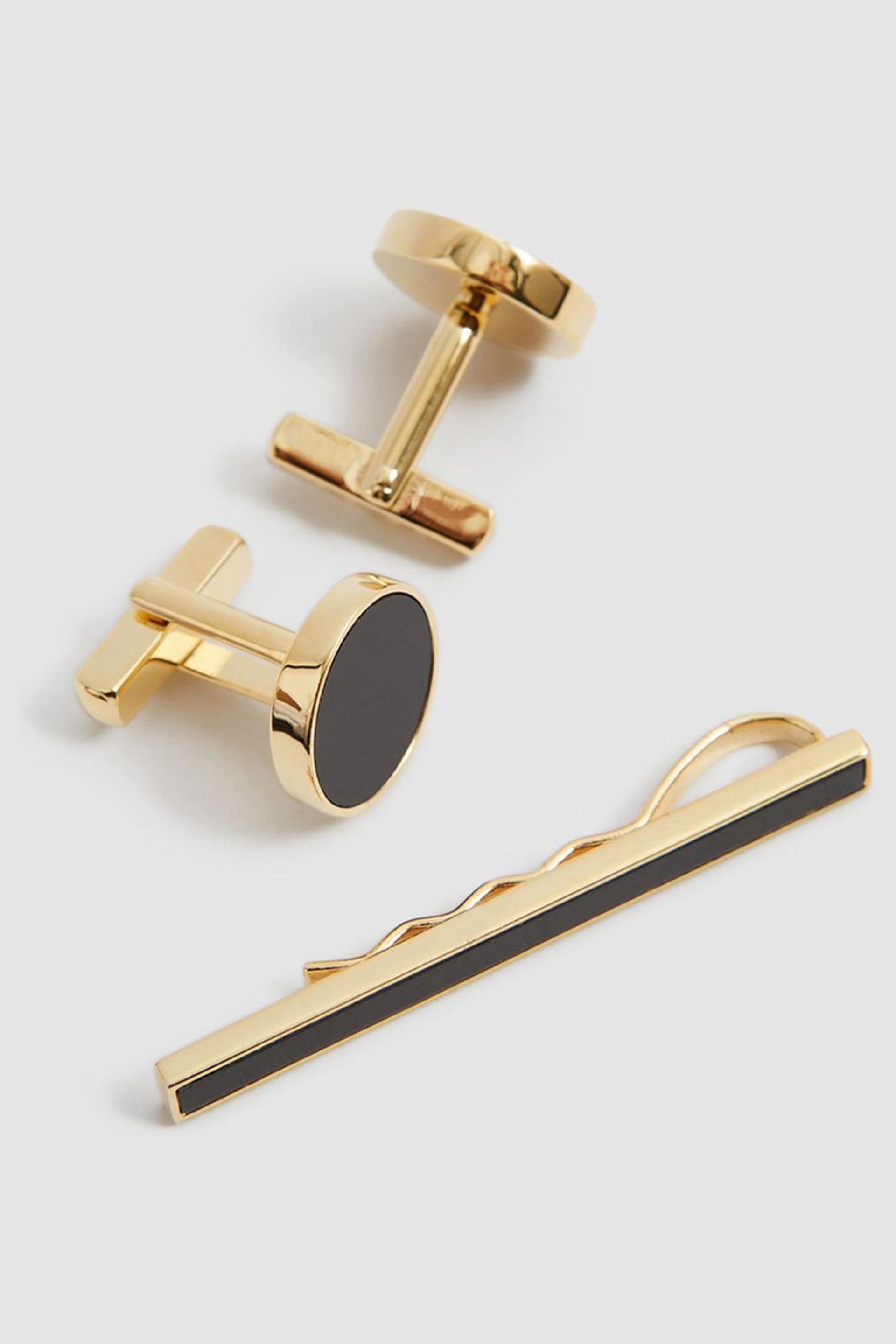 Reiss Gold Ardley Cufflink And Tie Bar Set - Image 4 of 4