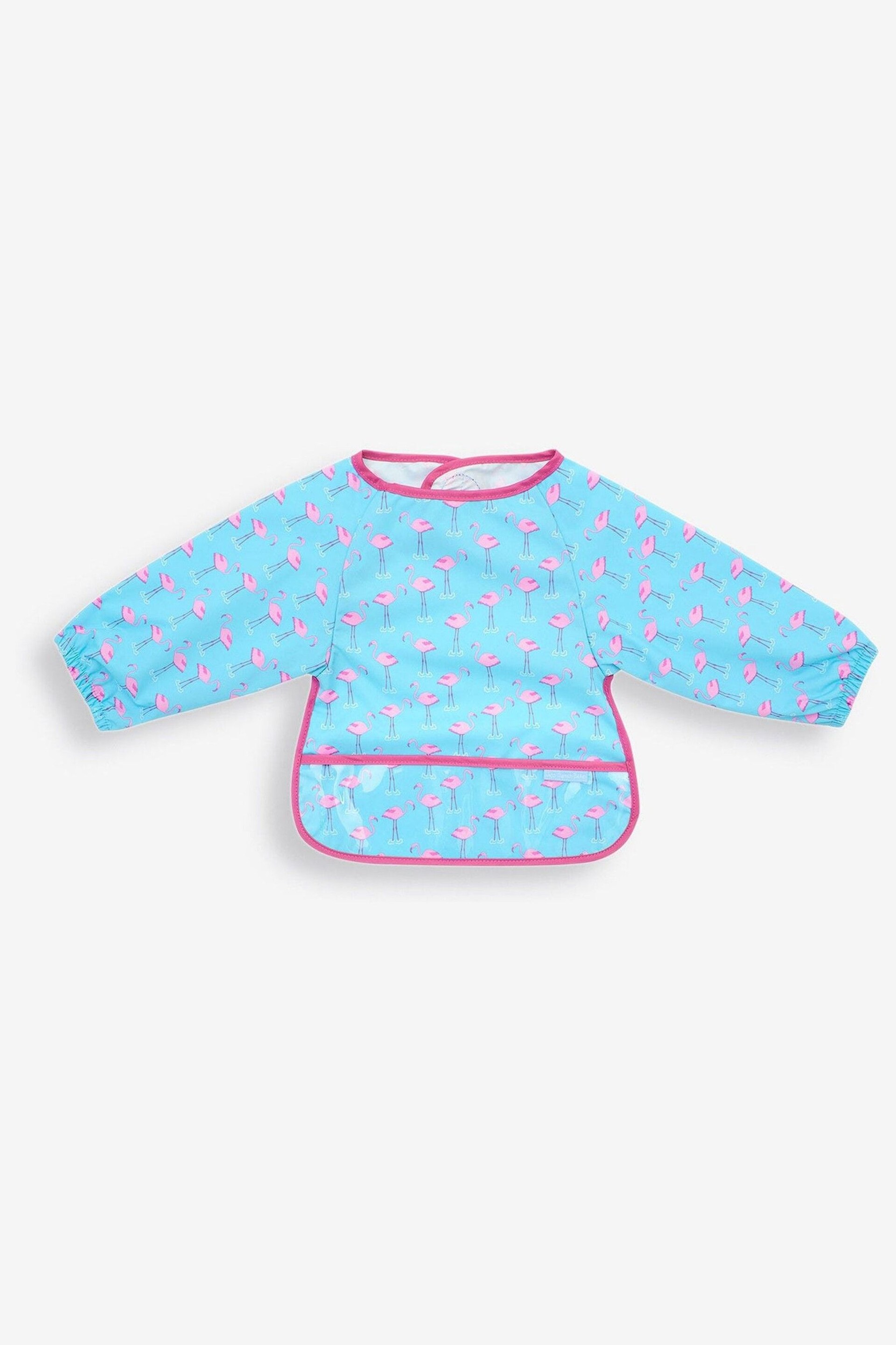 JoJo Maman Bébé Blue Flamingo Deluxe Sleeved Bib - Image 1 of 3