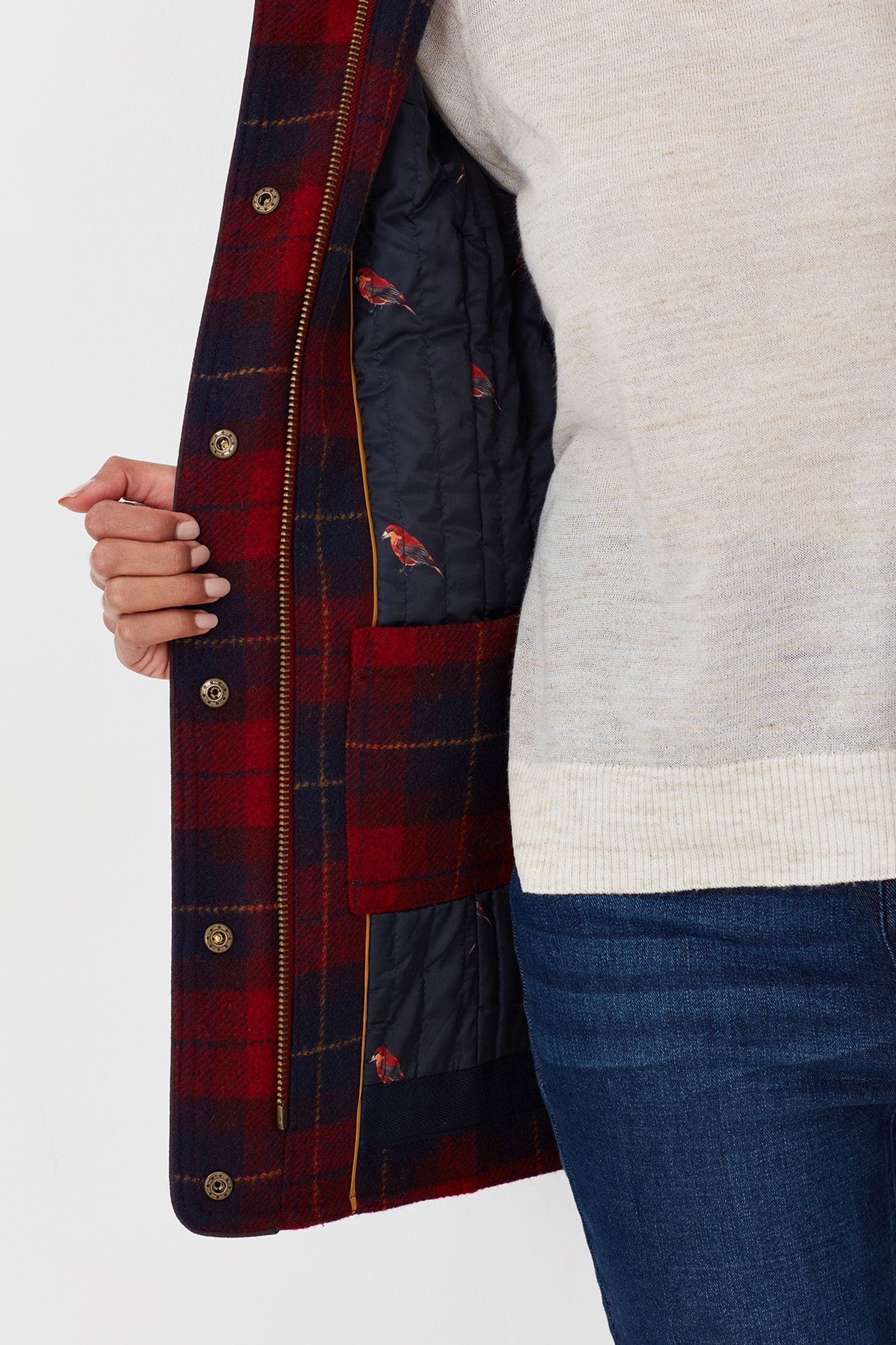 Joules red tweed jacket new arrivals