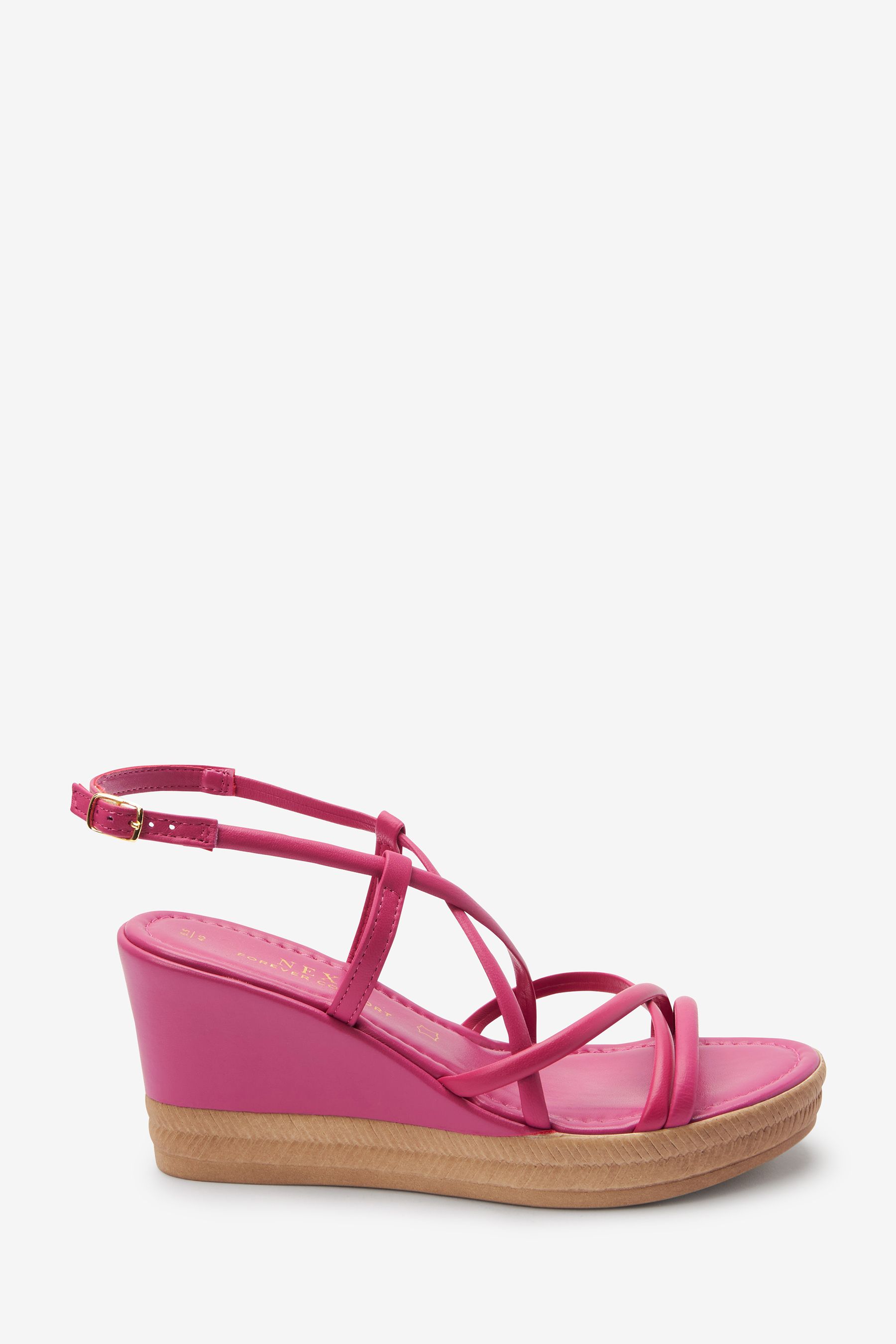 Buy Pink Forever Comfort Leather Asymmetric Strappy Wedges from Next Luxembourg