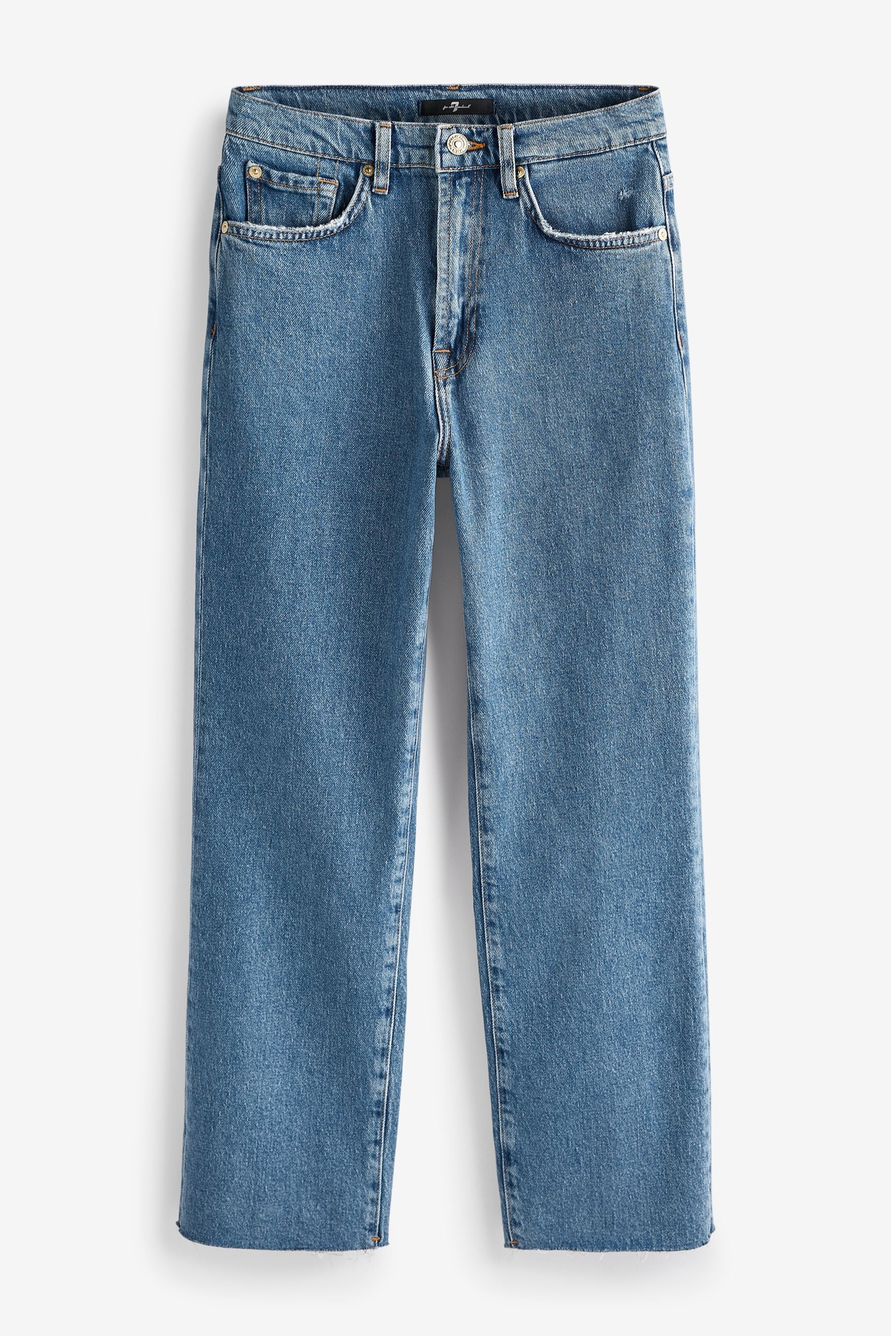 Buy 7 For All Mankind Logan Stovepipe Straight Crop Raw Cut Hem Jeans from Next Luxembourg