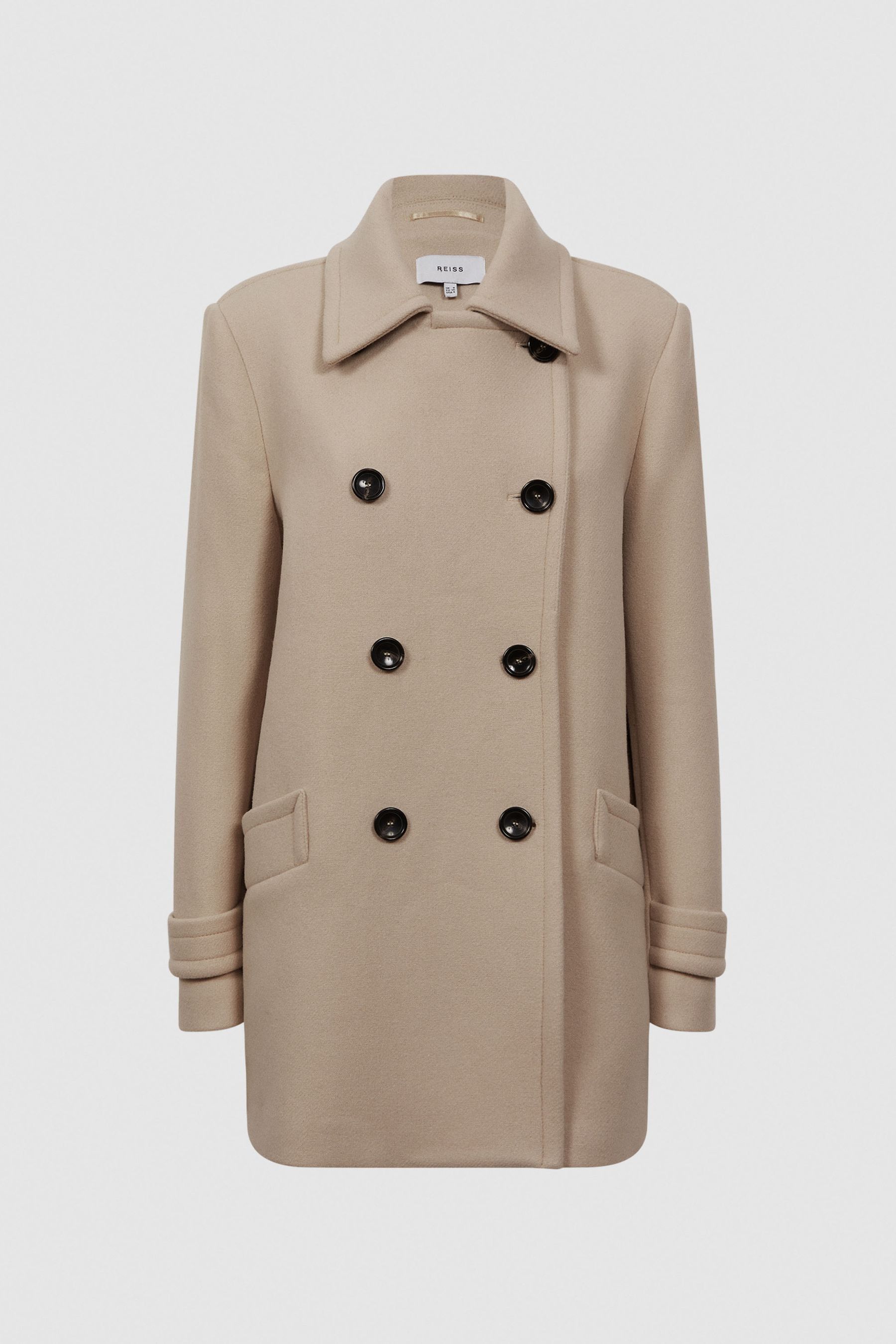 Buy Reiss Stone Maisie Wool Blend Double Breasted Coat from the Next UK online shop