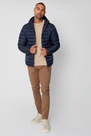 Threadbare Blue Matte Finish Padded Hooded Jacket - Image 3 of 5