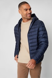 Threadbare Blue Matte Finish Padded Hooded Jacket - Image 4 of 5