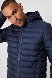 Threadbare Blue Matte Finish Padded Hooded Jacket - Image 5 of 5