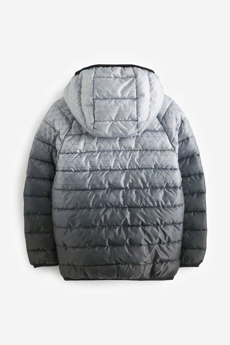 Black/Grey Quilted Midweight Hooded Jacket (3-17yrs) - Image 3 of 3