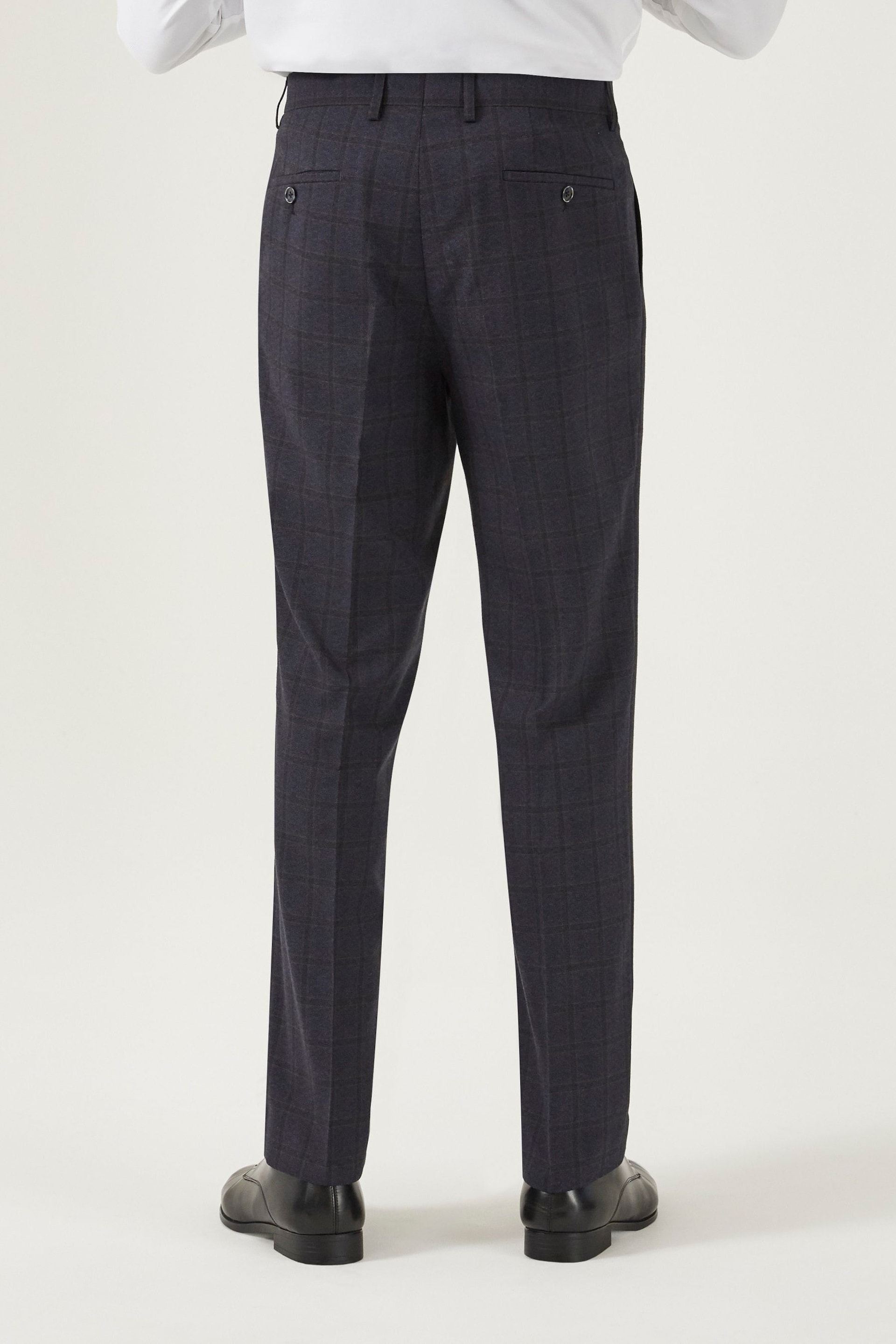 Skopes Curry Navy Blue Check Tailored Fit Suit Trousers - Image 2 of 3