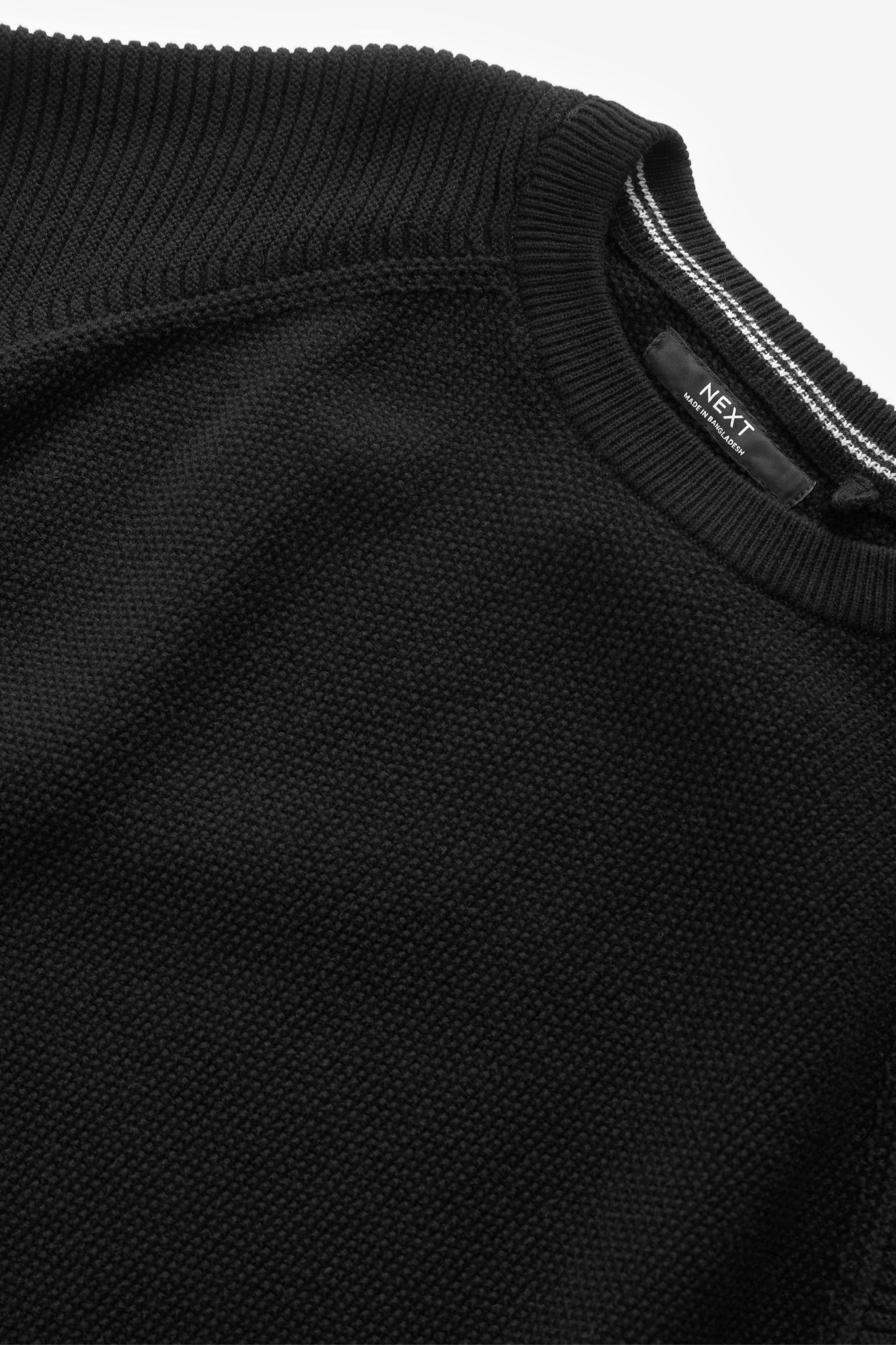 Black Without Stag Textured Crew Jumper (3-16yrs) - Image 3 of 3