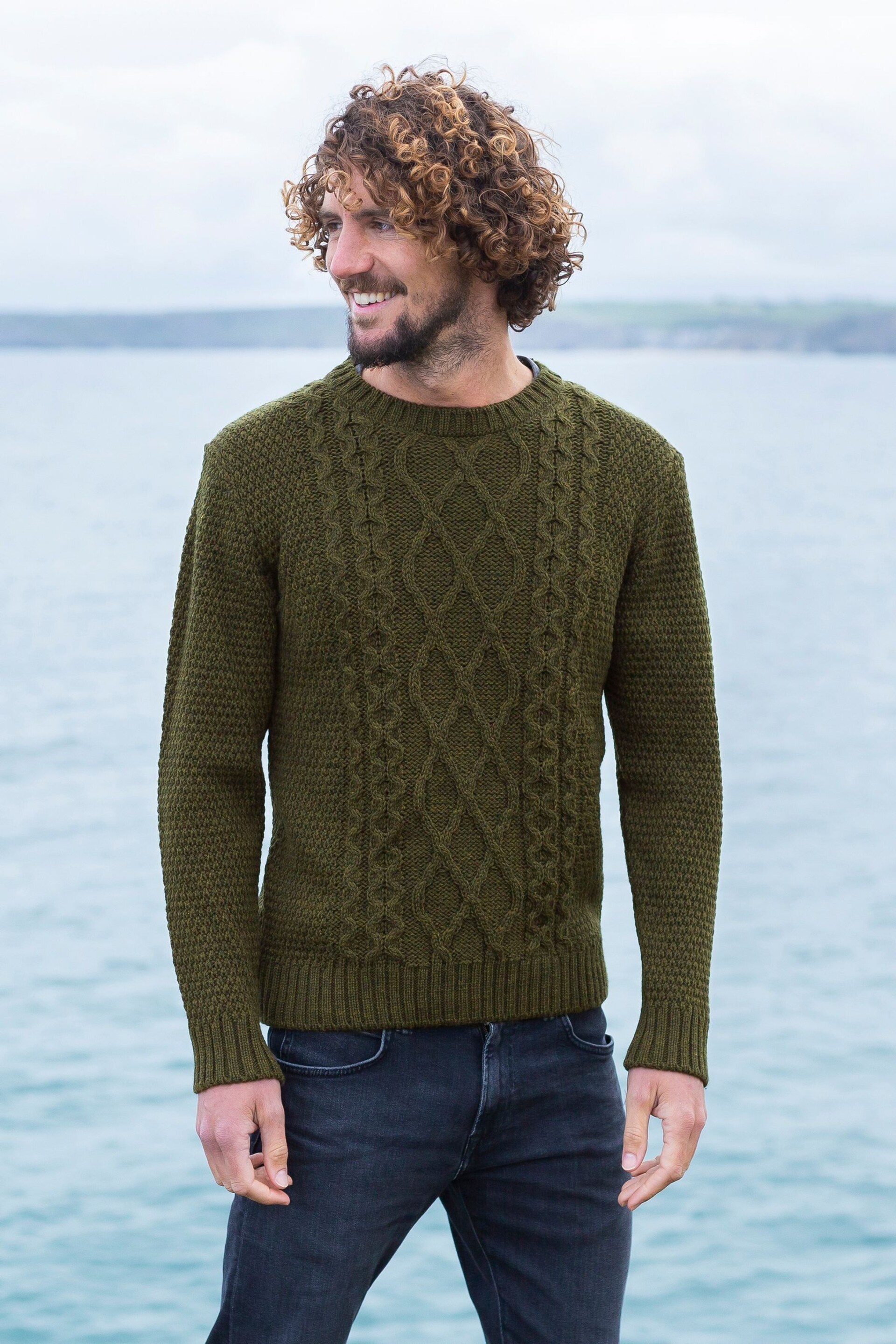 Celtic & Co. Blue Cable Crew Neck Jumper - Image 1 of 4