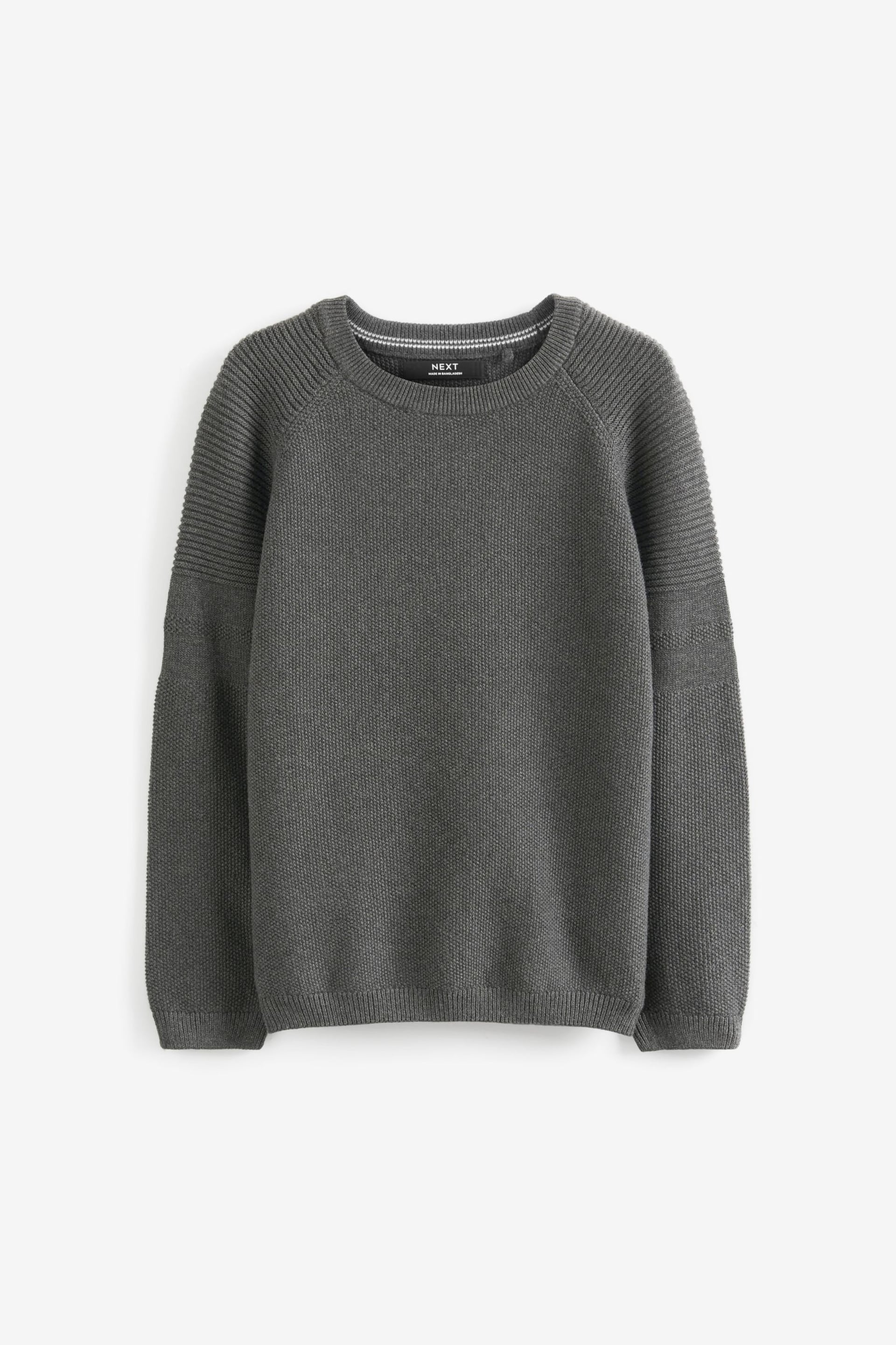 Charcoal Grey Without Stag Textured Crew Jumper (3-16yrs) - Image 1 of 3