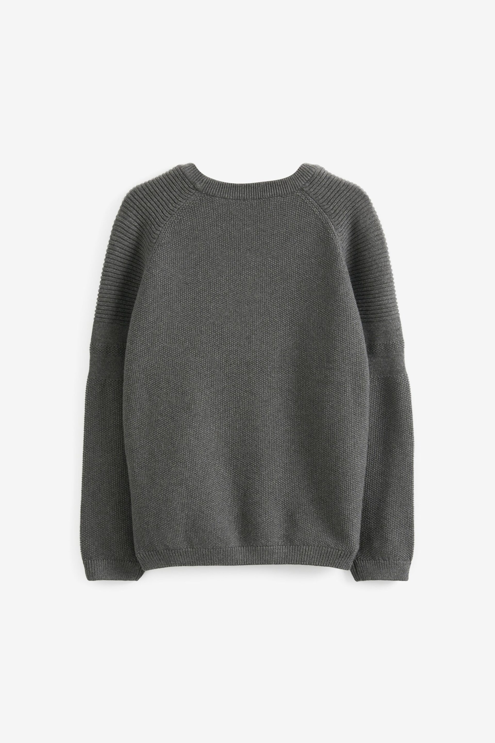 Charcoal Grey Without Stag Textured Crew Jumper (3-16yrs) - Image 2 of 3