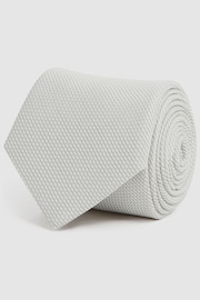 Reiss Silver Ceremony Textured Silk Blend Tie - Image 3 of 5