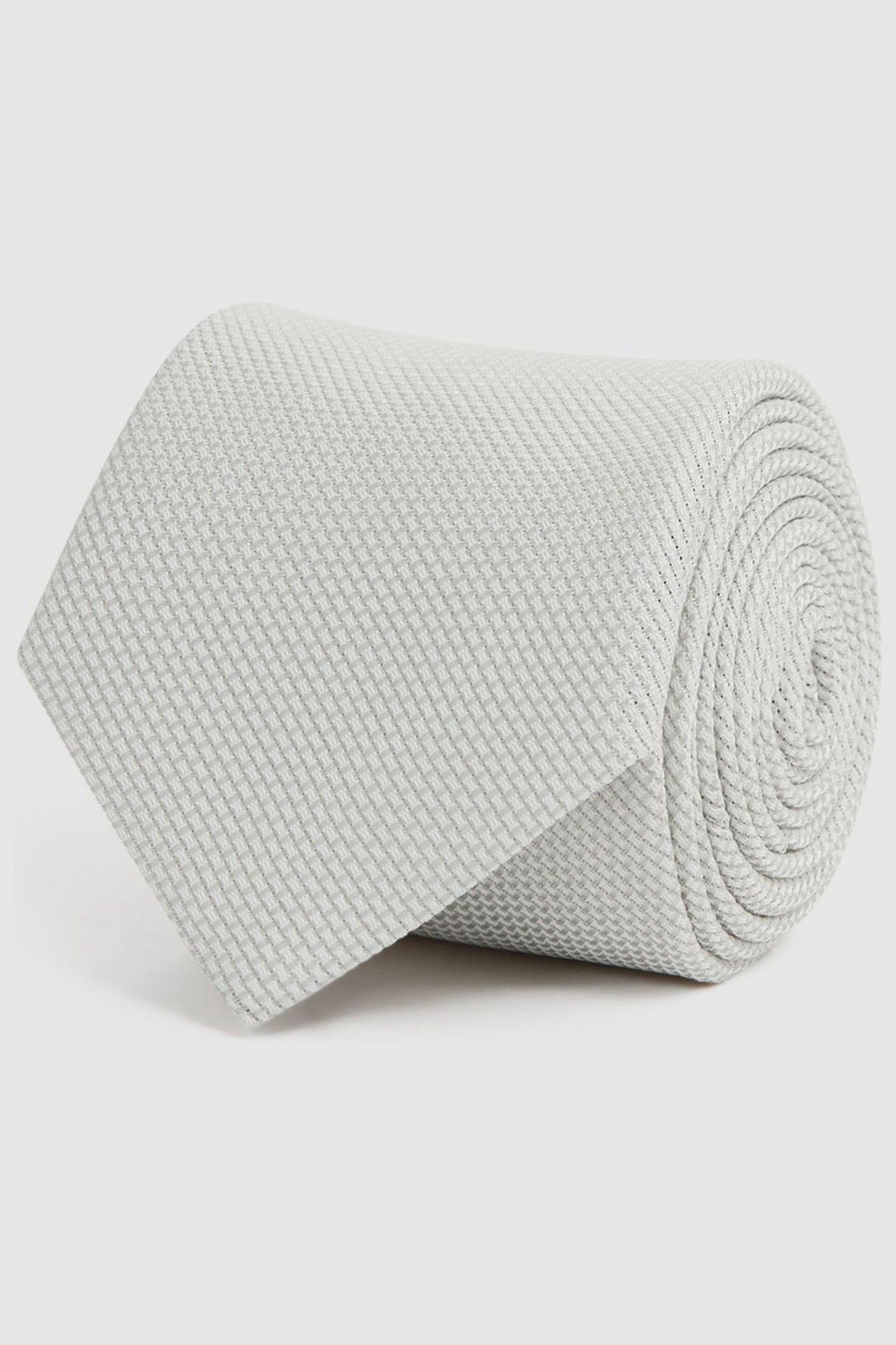 Reiss Silver Ceremony Textured Silk Blend Tie - Image 3 of 5