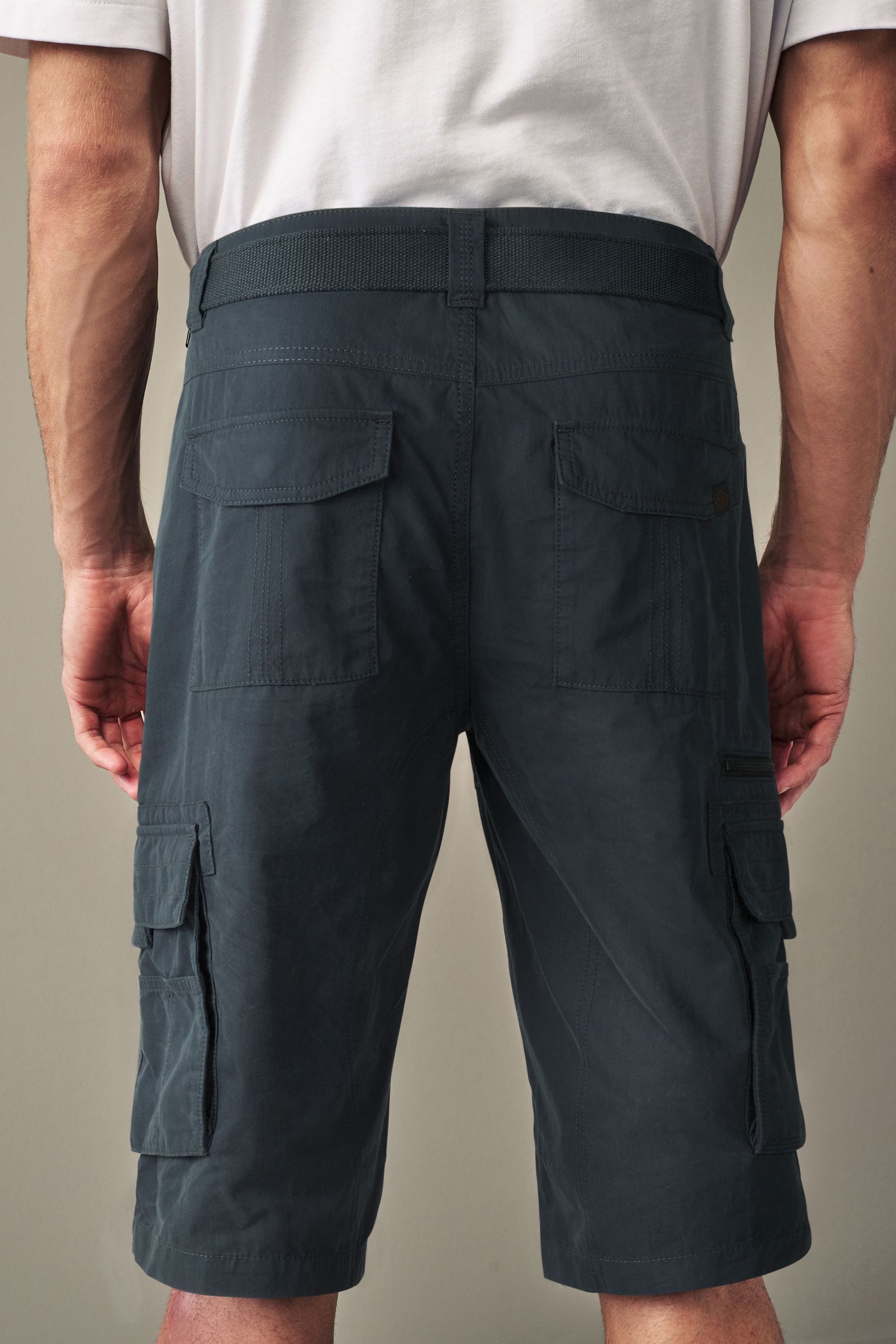 Buy Navy Blue Long Length Belted Cargo Shorts from the Next UK online shop