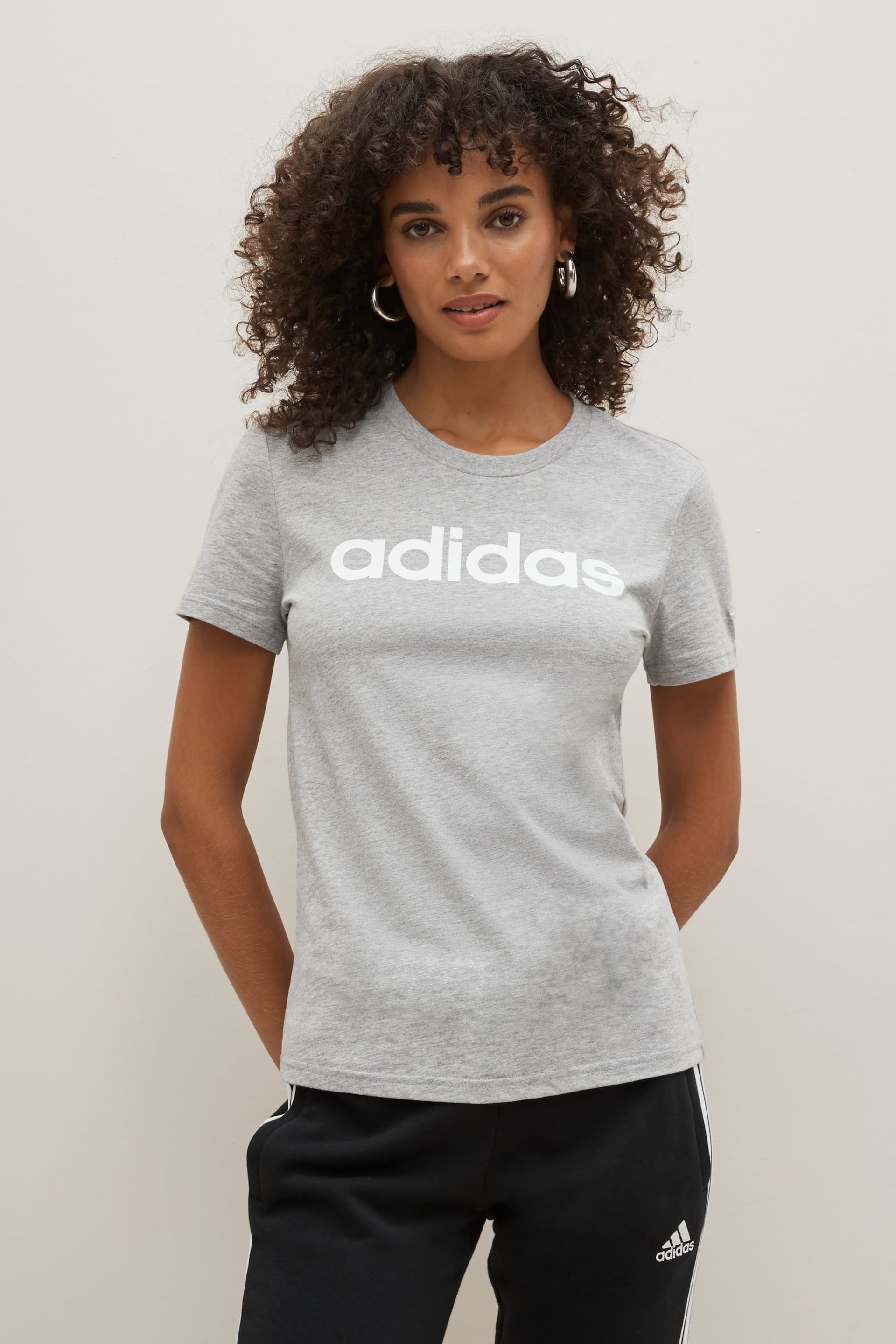 adidas Grey Sportswear Essentials Slim Logo T-Shirt - Image 1 of 5