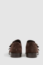 Reiss Chocolate Rivington Leather Monk Strap Shoes - Image 6 of 7