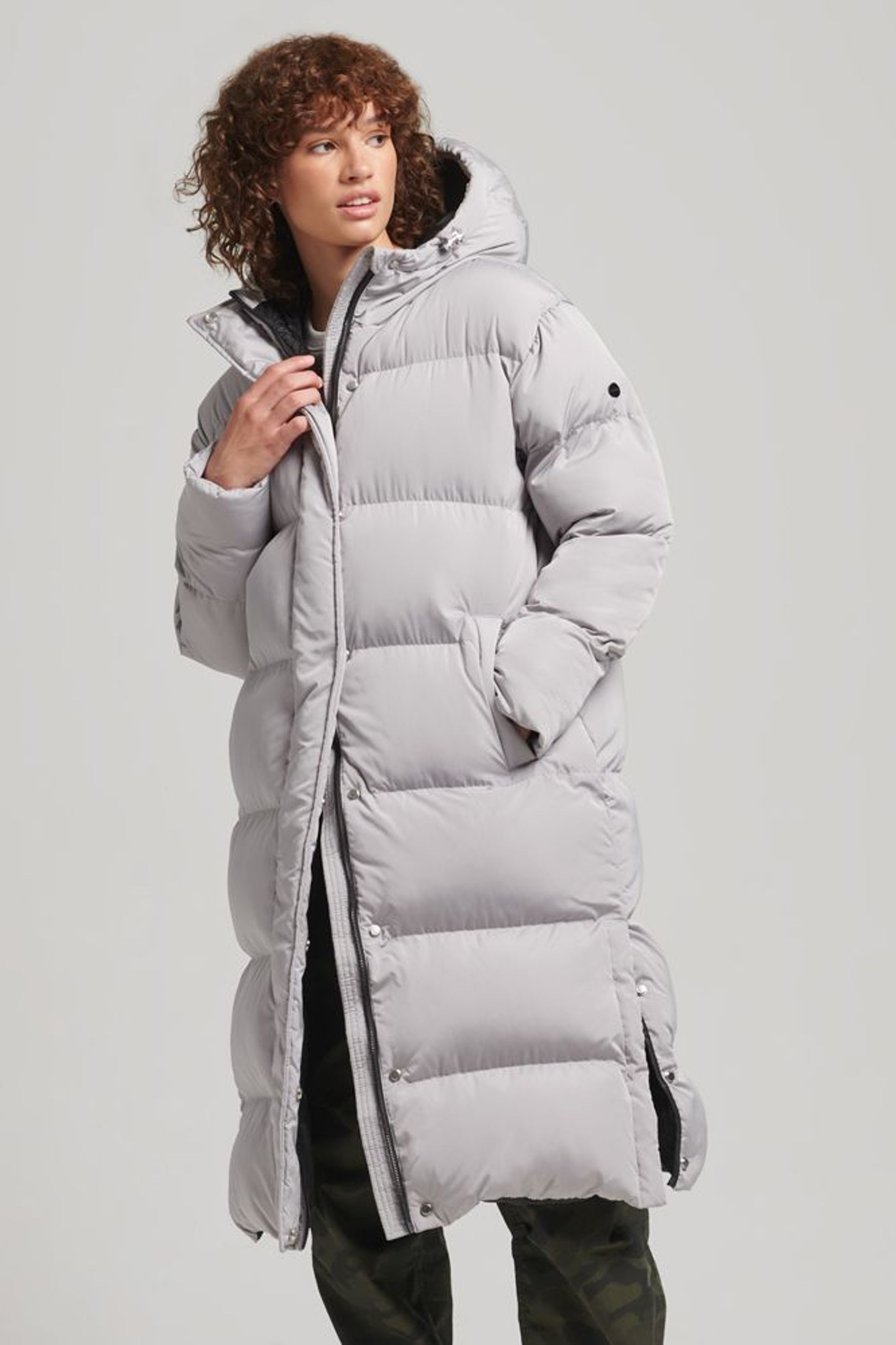 Grey longline padded coat 2025