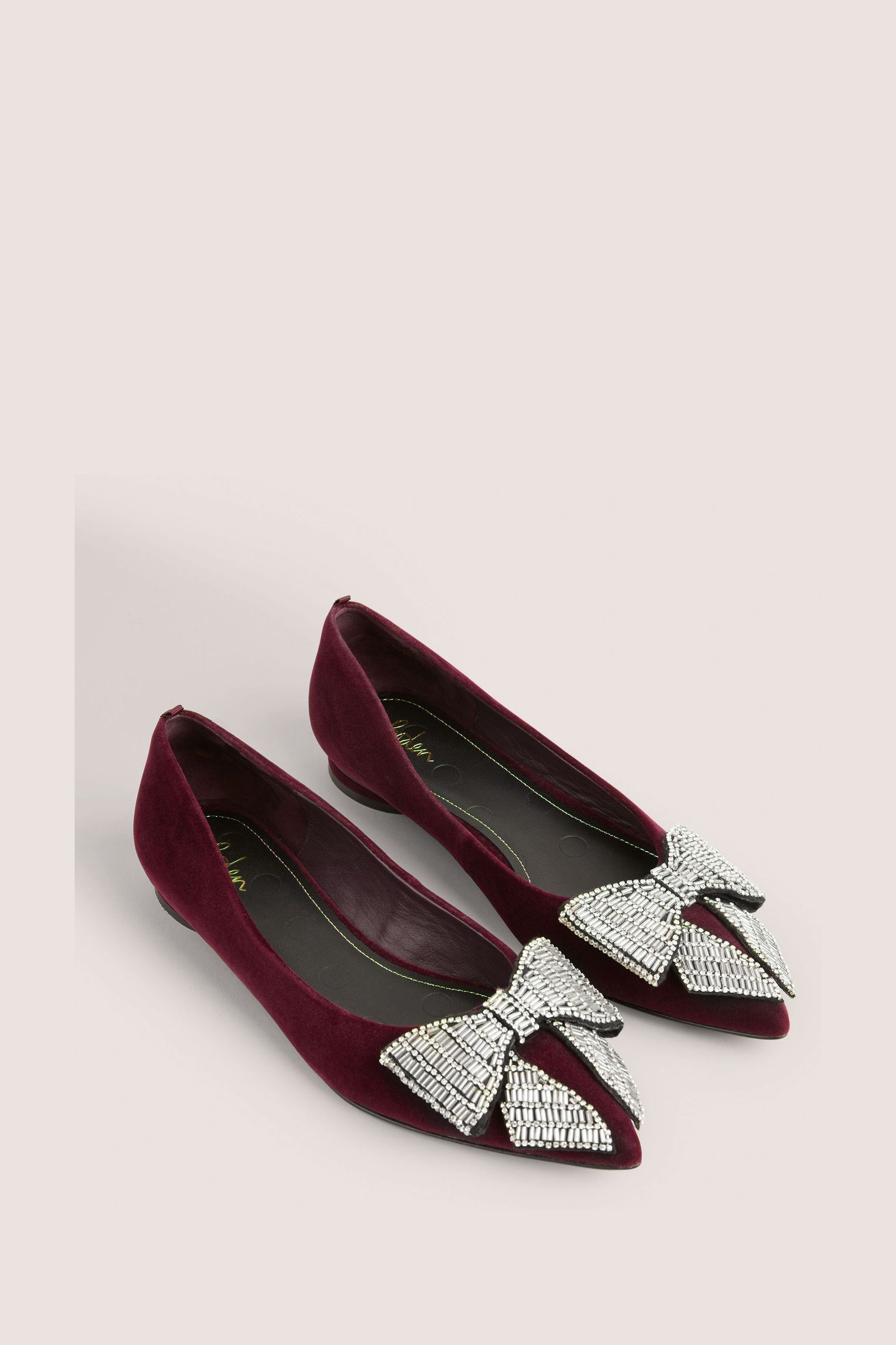 Buy Boden Purple Bow Embellished Pointed Flat Shoes from Next Luxembourg