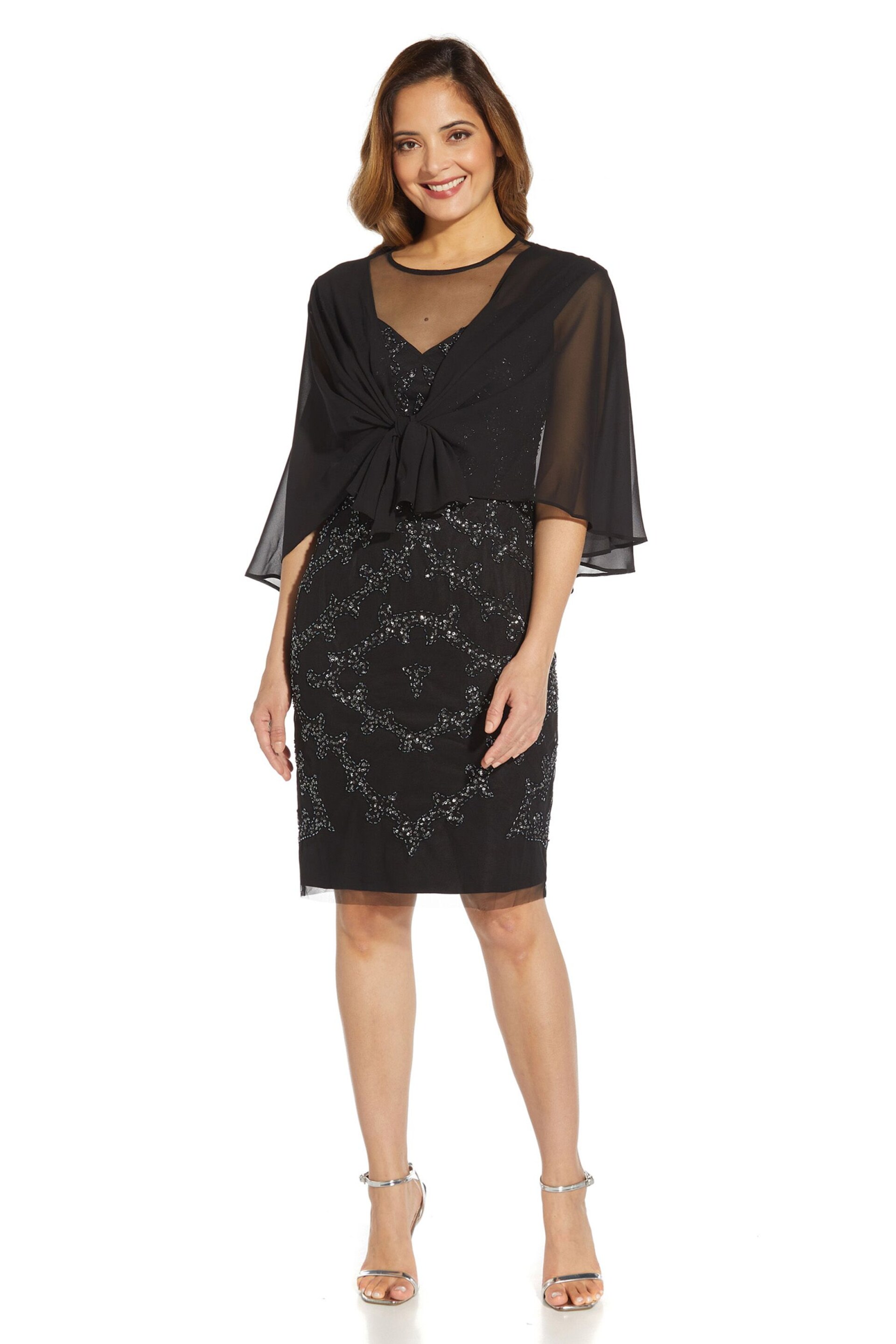 Adrianna Papell Black Chiffon Cover-Up - Image 1 of 4