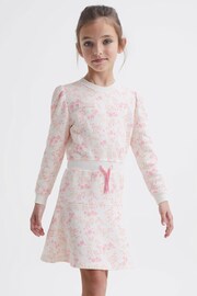Reiss Pink Print Maeve Senior Relaxed Jersey Dress - Image 1 of 7