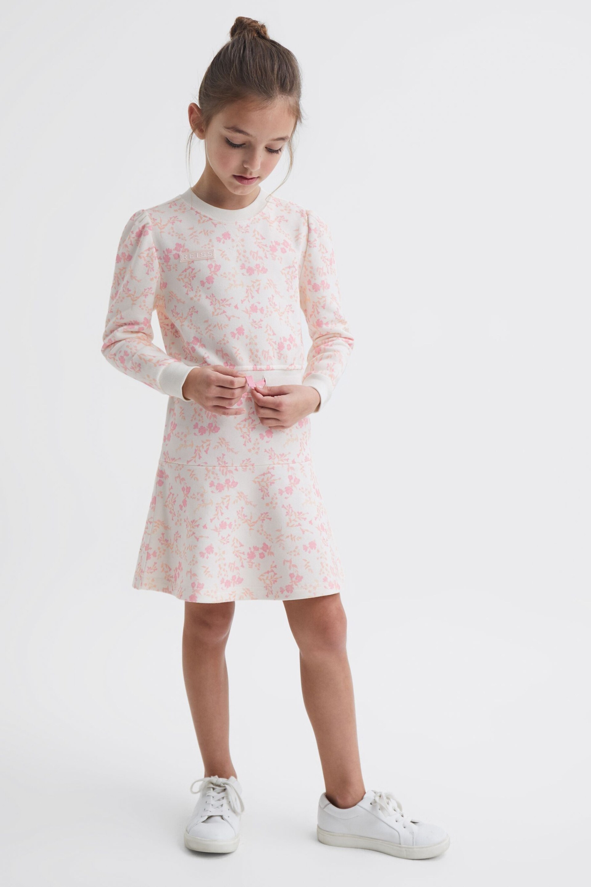 Reiss Pink Print Maeve Senior Relaxed Jersey Dress - Image 3 of 7