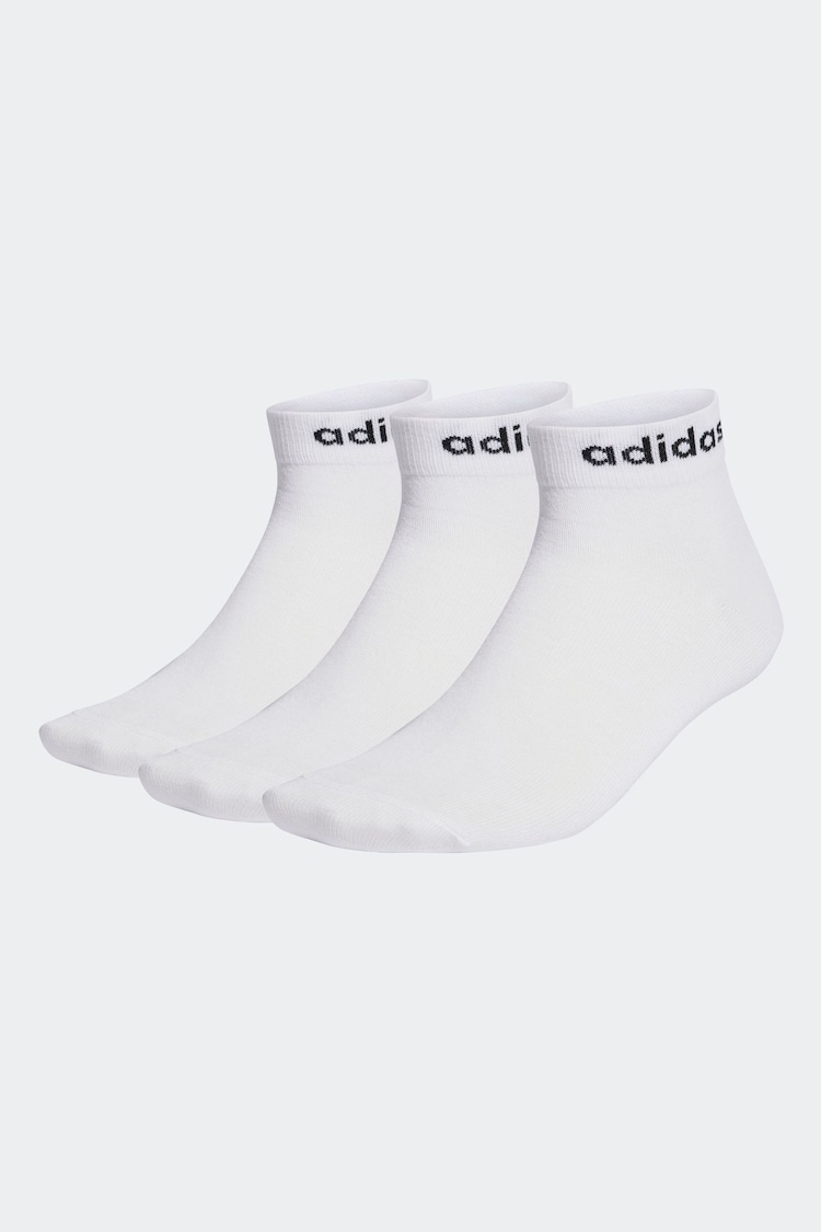 adidas White Think Linear Ankle Socks 3 Pack - Image 1 of 4