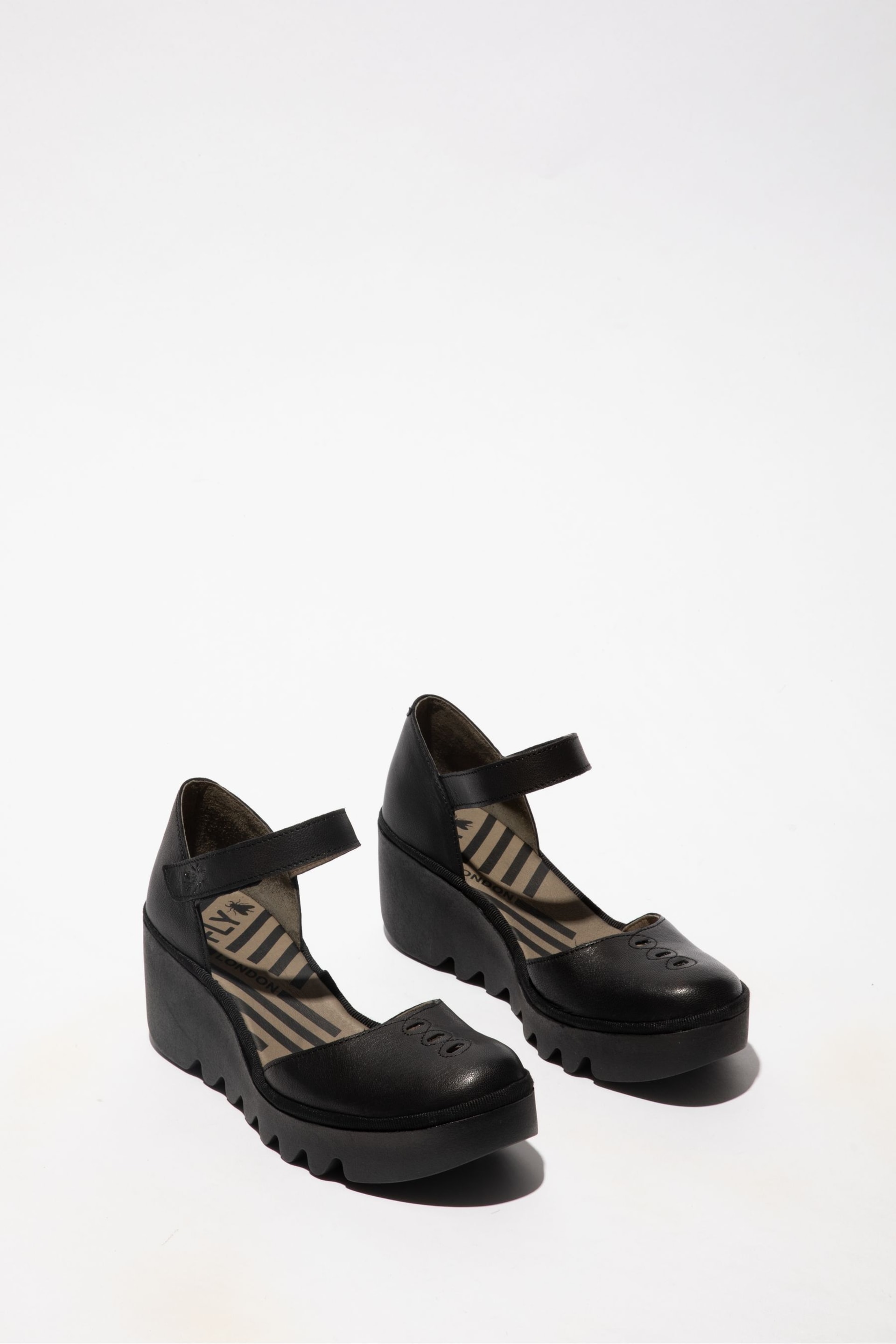 Fly London Black Biso Wedge Shoes - Image 3 of 4