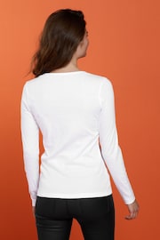 White Ribbed Henley Long Sleeve Top - Image 2 of 5