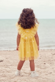 Yellow Daisy Embroidered Ruffle Mesh Dress (3mths-10yrs) - Image 3 of 7