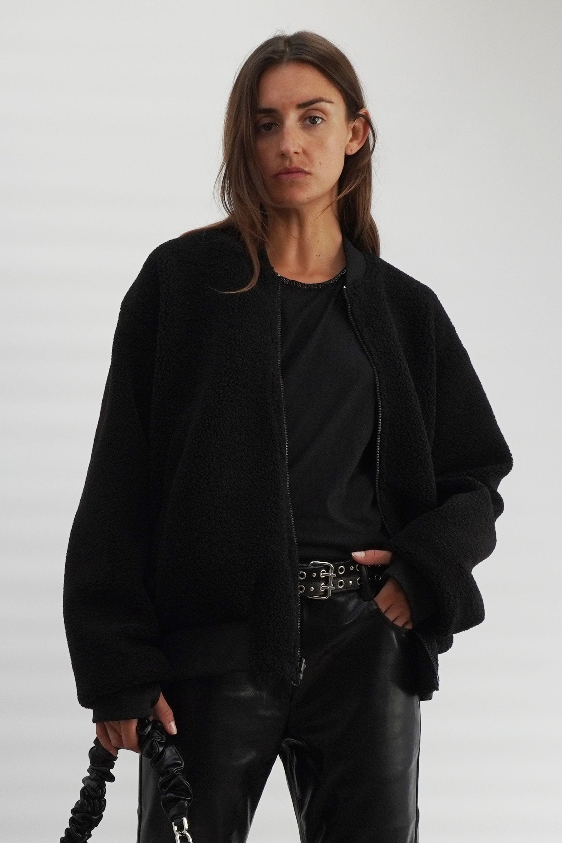 Teddy bomber jacket black hotsell