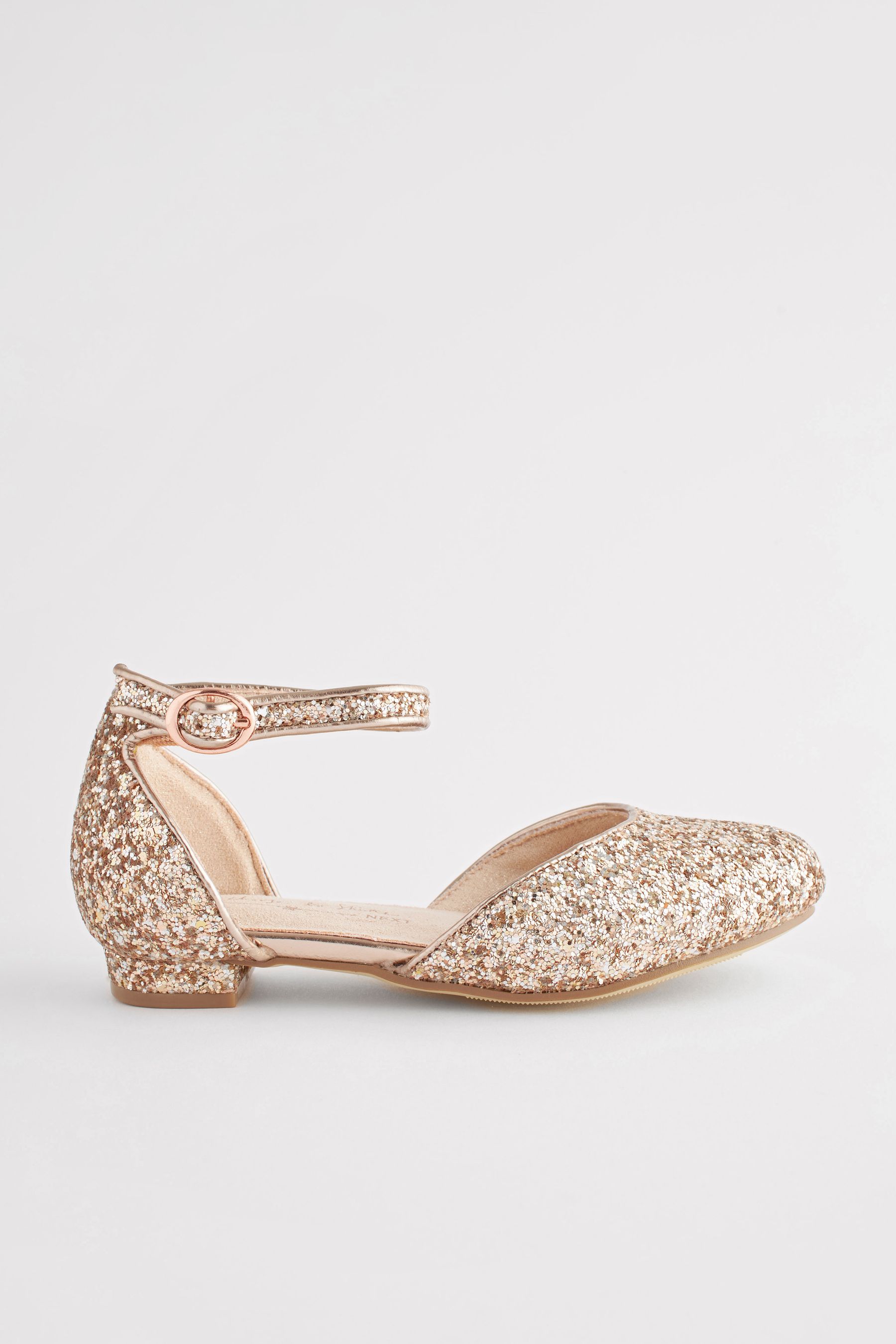 Buy Rose Gold Glitter Occasion Ankle Strap Low Heel Shoes from Next United Arab Emirates