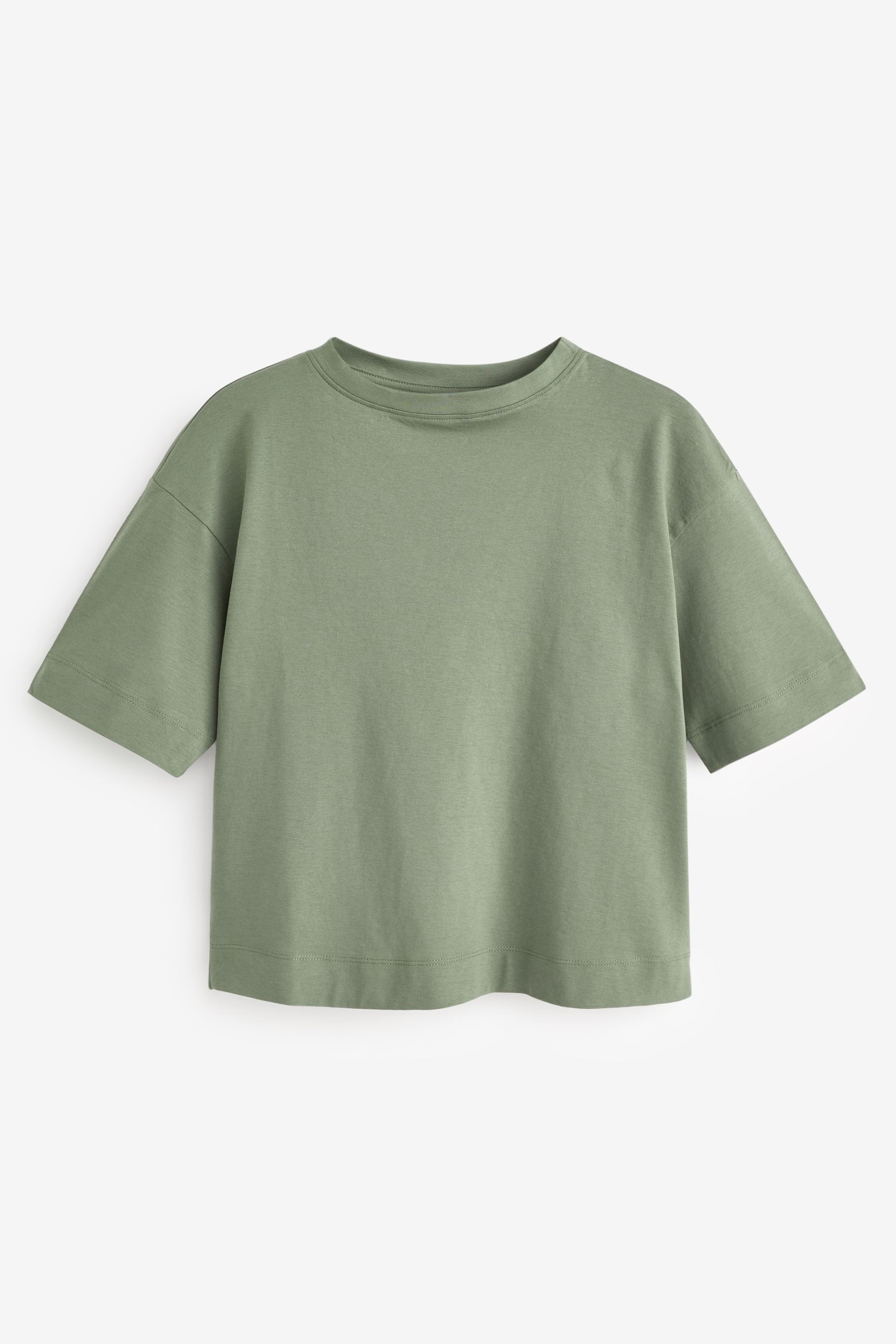 Khaki Green Boxy Relaxed Fit T-Shirt - Image 4 of 4