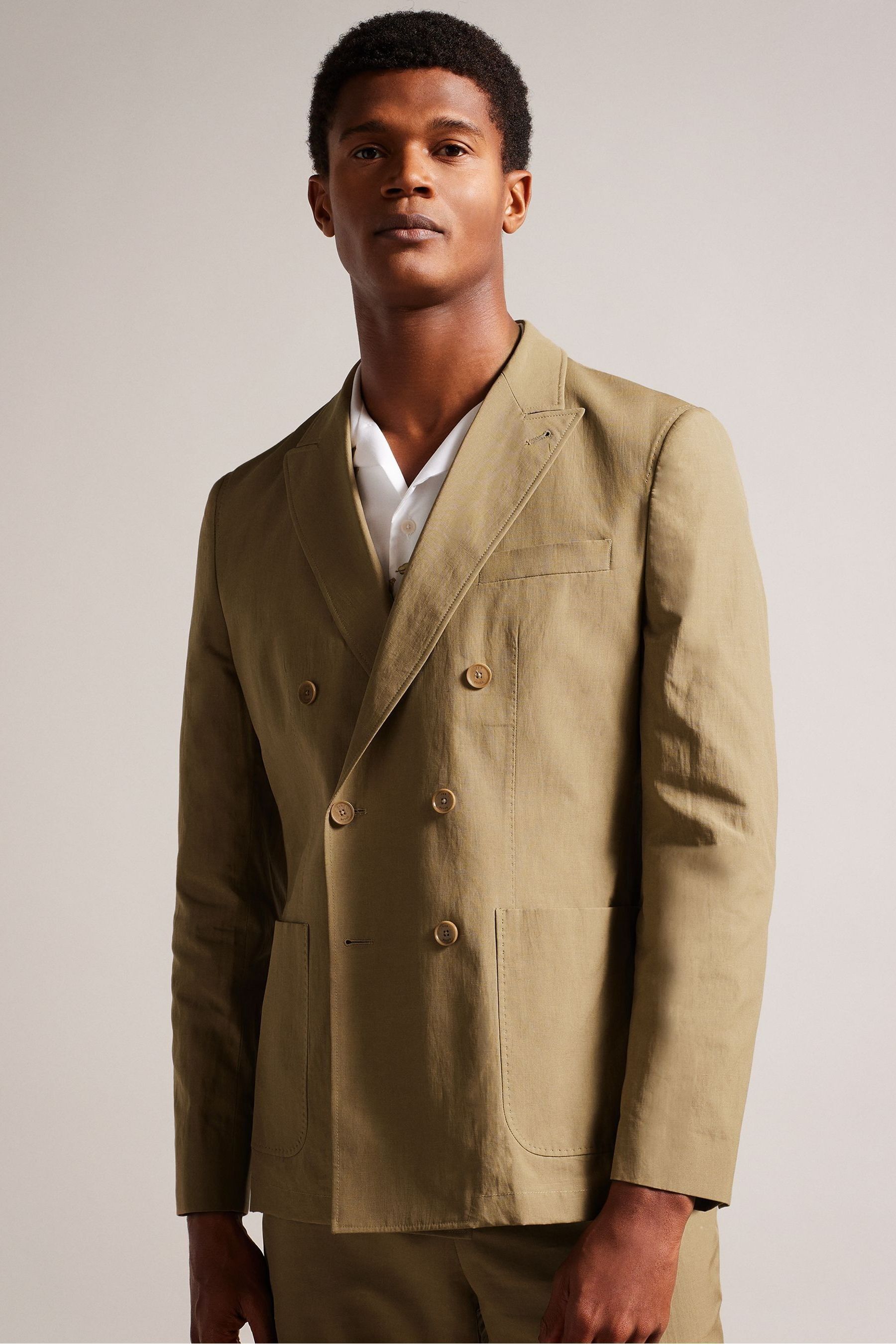 Buy Ted Baker Slim Fit Natural Cleevej Cotton Linen Jacket from Next Luxembourg