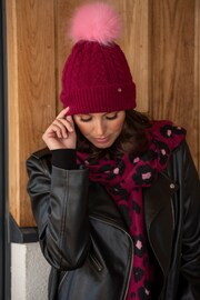 Pour Moi Burgundy Red & Pink Cable Knit Hat - Image 1 of 3