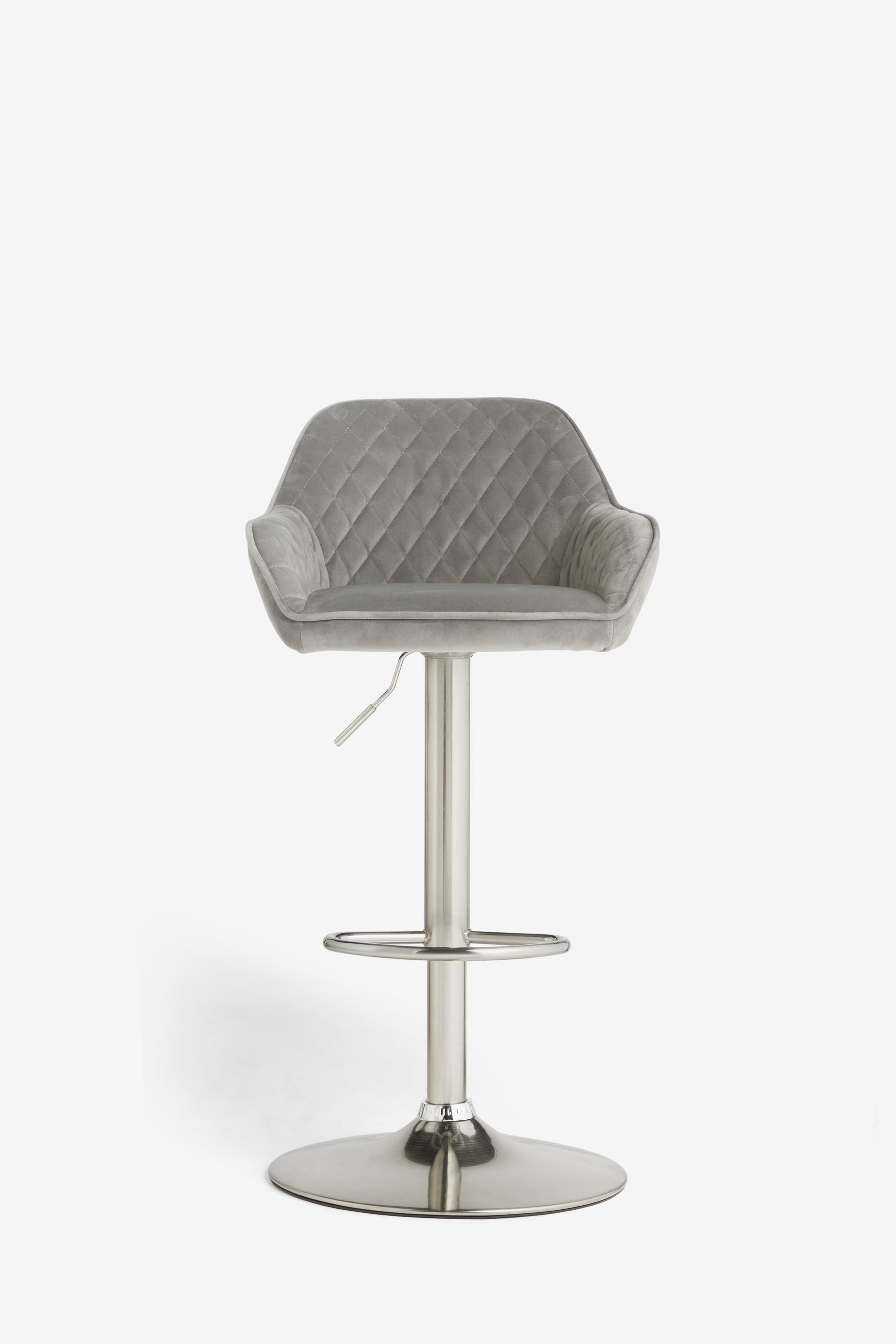 Buy Soft Velvet Mid Grey Hamilton Adjustable Height Quilted Kitchen Bar Stool from the Next UK online shop