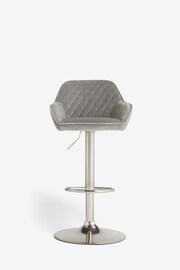 Soft Velvet Mid Grey Chrome Leg Hamilton Adjustable Height Kitchen Bar Stool - Image 2 of 8