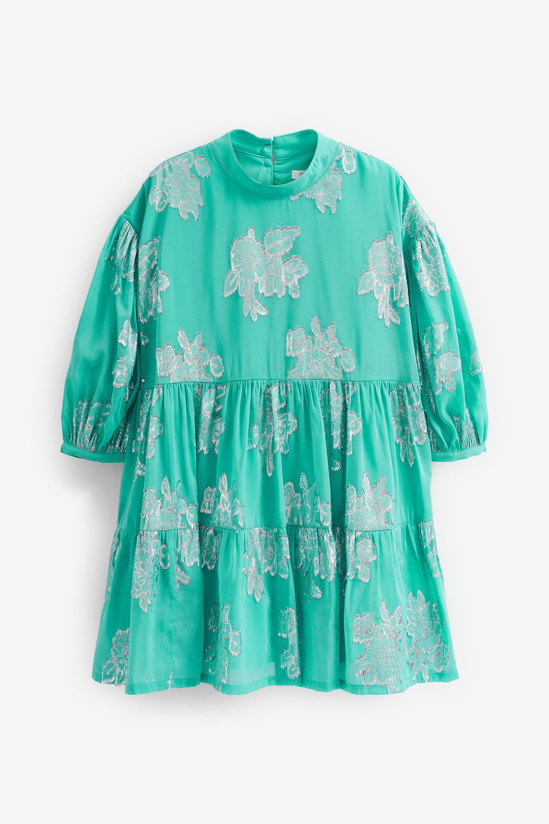 Buy Mint Green Silver Metallic Jacquard Dress 3 16yrs from Next Luxembourg