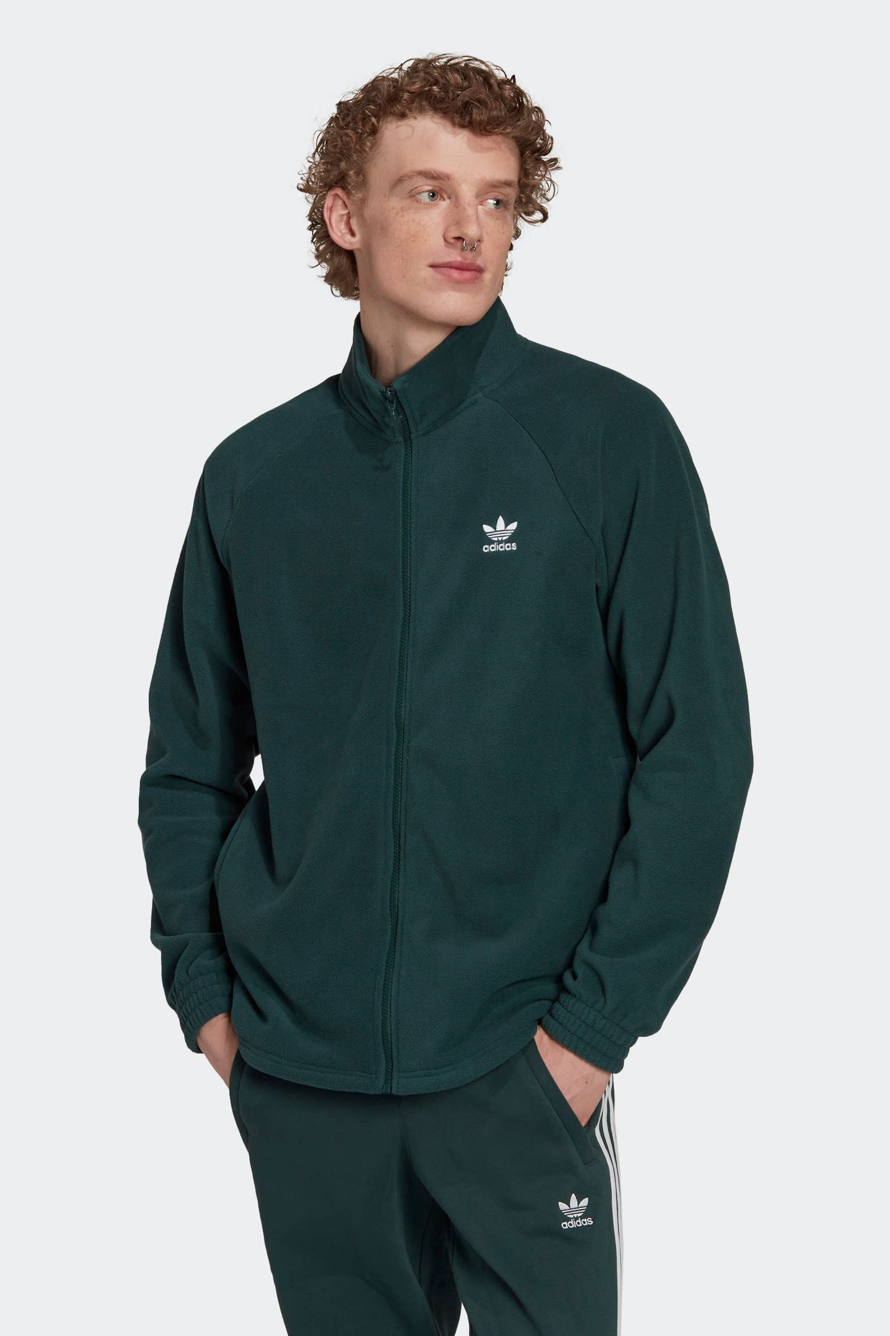 Buy adidas Originals Green Adicolor Classics Trefoil Teddy Fleece Jacket from Next Israel